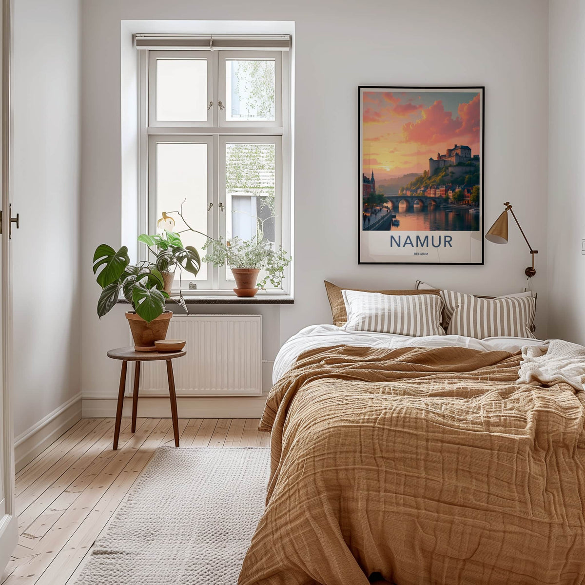 Namur Poster - Belgium Travel Art - Historic River Sunset Home Decor