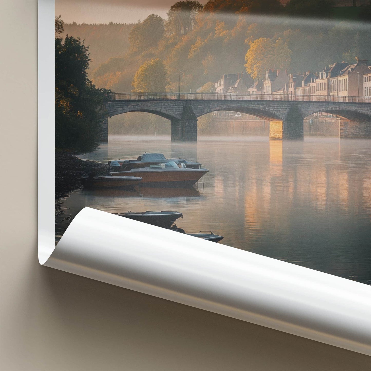 Namur Poster - Belgium Travel Art - Morning River Castle Home Decor