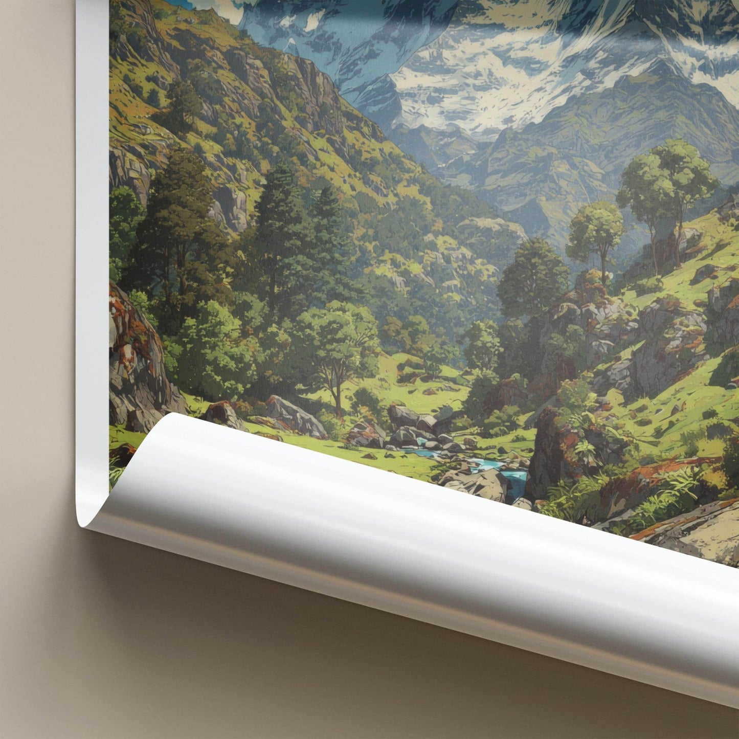 Nanda Devi Poster - India Travel Art - Uttarakhand Mountain River Valley Home Decor