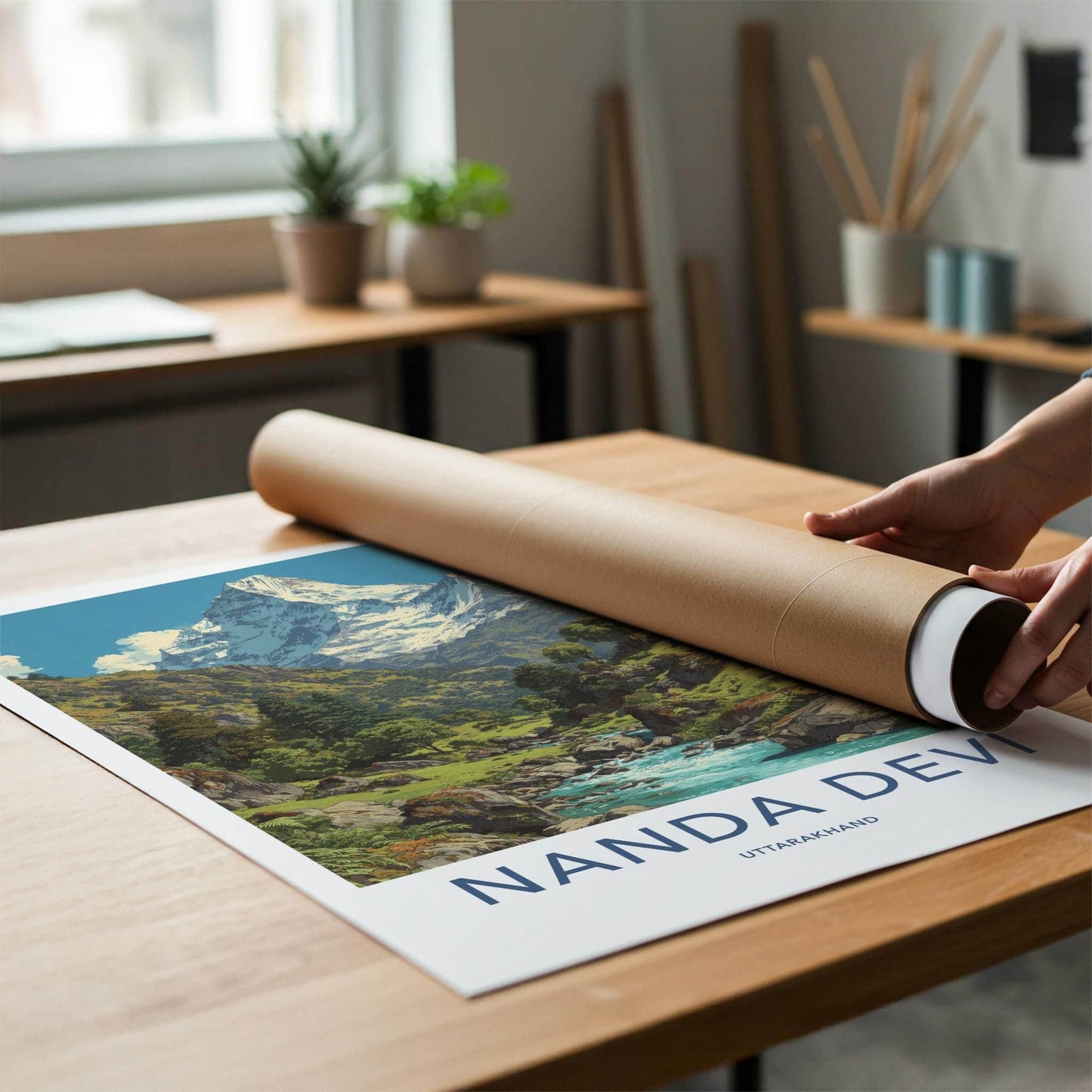 Nanda Devi Poster - India Travel Art - Uttarakhand Mountain River Valley Home Decor