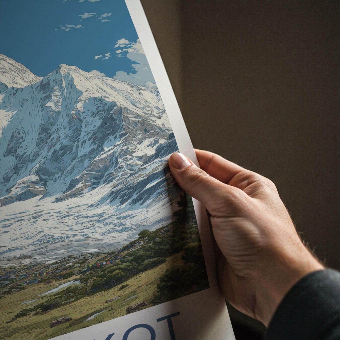 Nanda Kot Poster - India Travel Art - Uttarakhand Alpine Peak Tents Home Decor