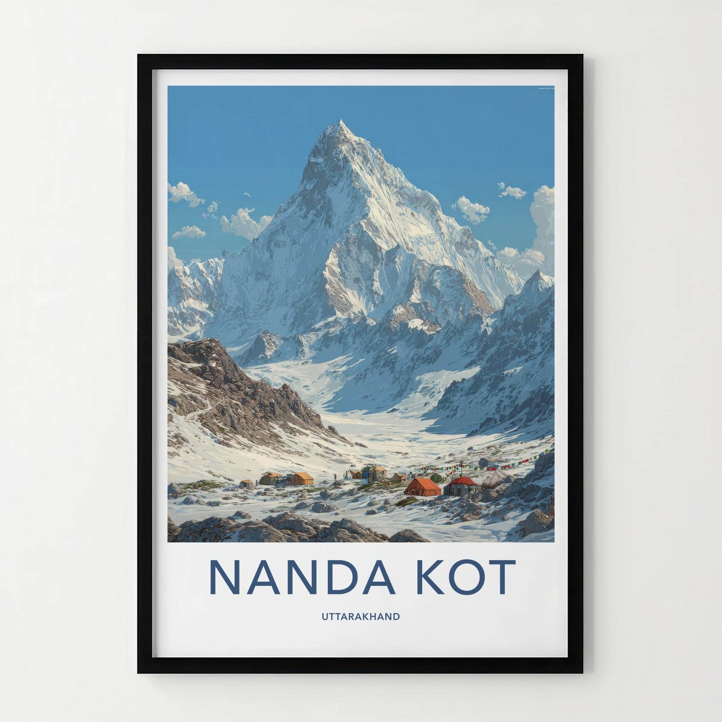 Nanda Kot Poster - India Travel Print - Uttarakhand Alpine Camp Lounge Decor