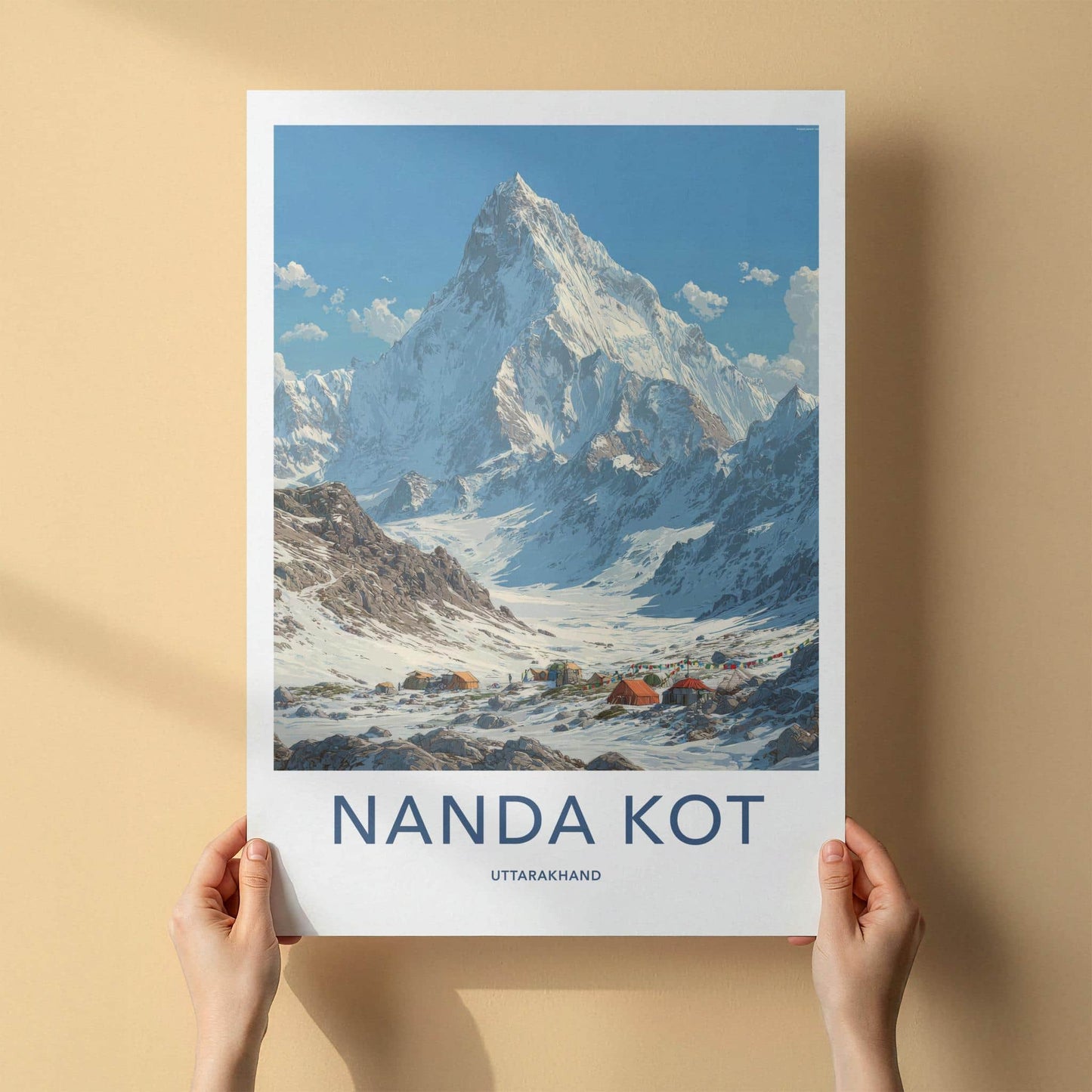 Nanda Kot Poster - India Travel Print - Uttarakhand Alpine Camp Lounge Decor