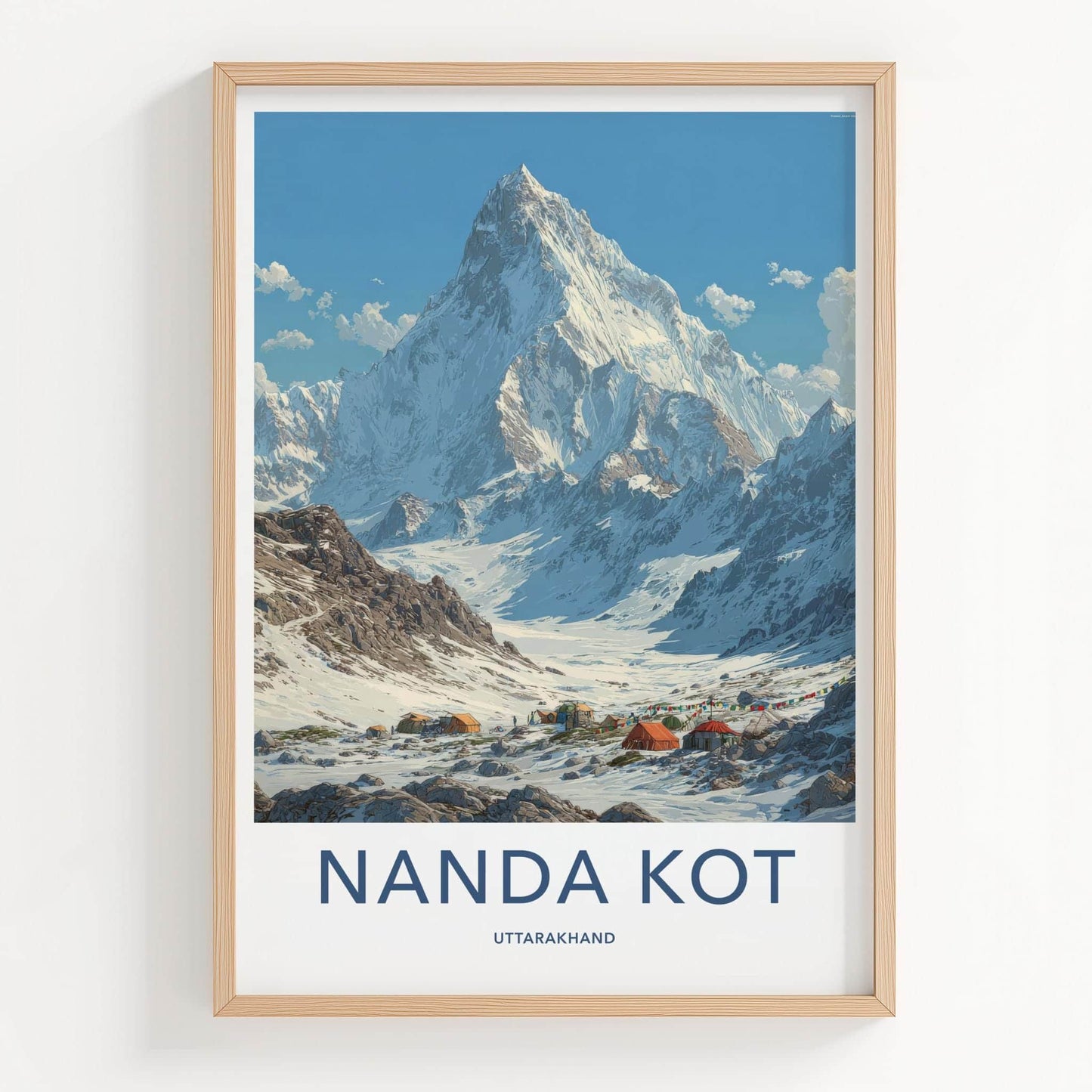 Nanda Kot Poster - India Travel Print - Uttarakhand Alpine Camp Lounge Decor