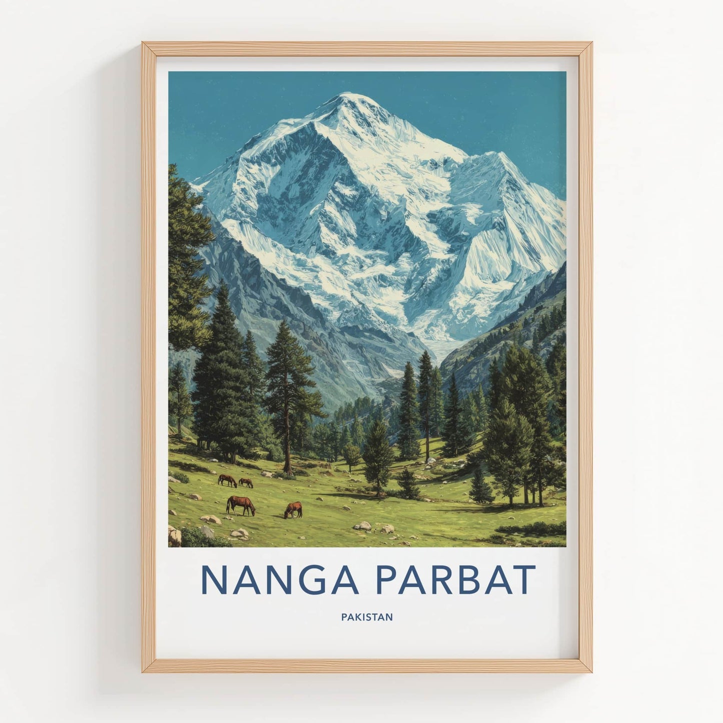 Nanga Parbat Poster - Pakistan Travel Print - Snow Capped Horses Gallery Art