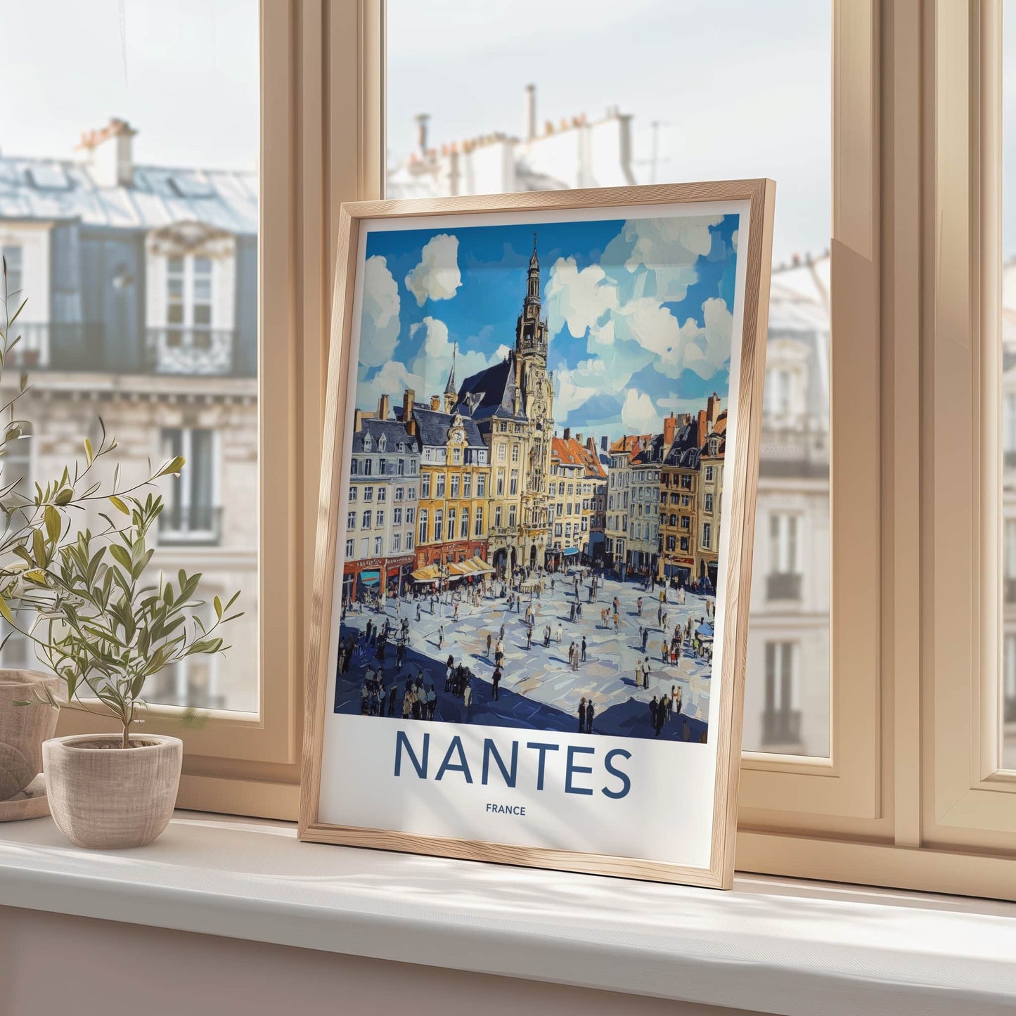 Nantes Poster - France Framed Print - Vibrant Urban Scene Lounge Decor