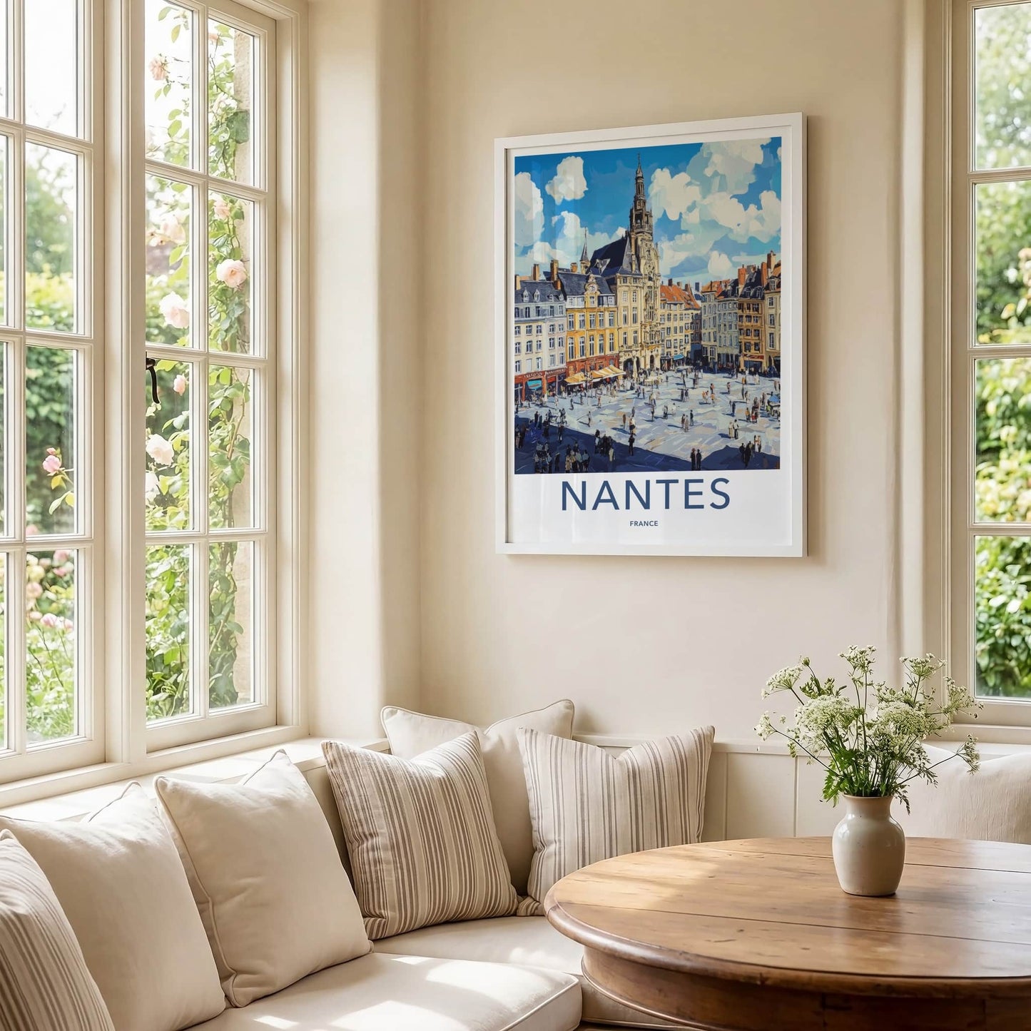 Nantes Poster - France Framed Print - Vibrant Urban Scene Lounge Decor