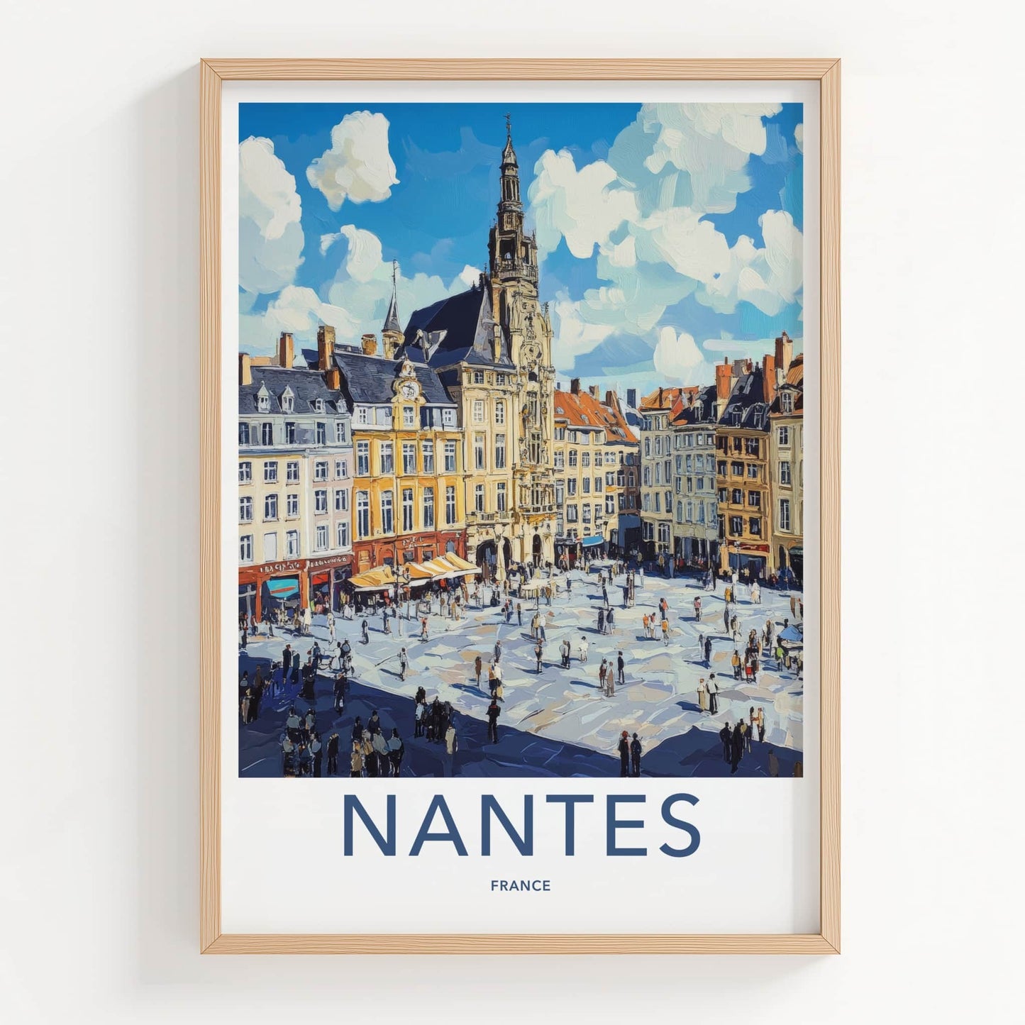 Nantes Poster - France Framed Print - Vibrant Urban Scene Lounge Decor