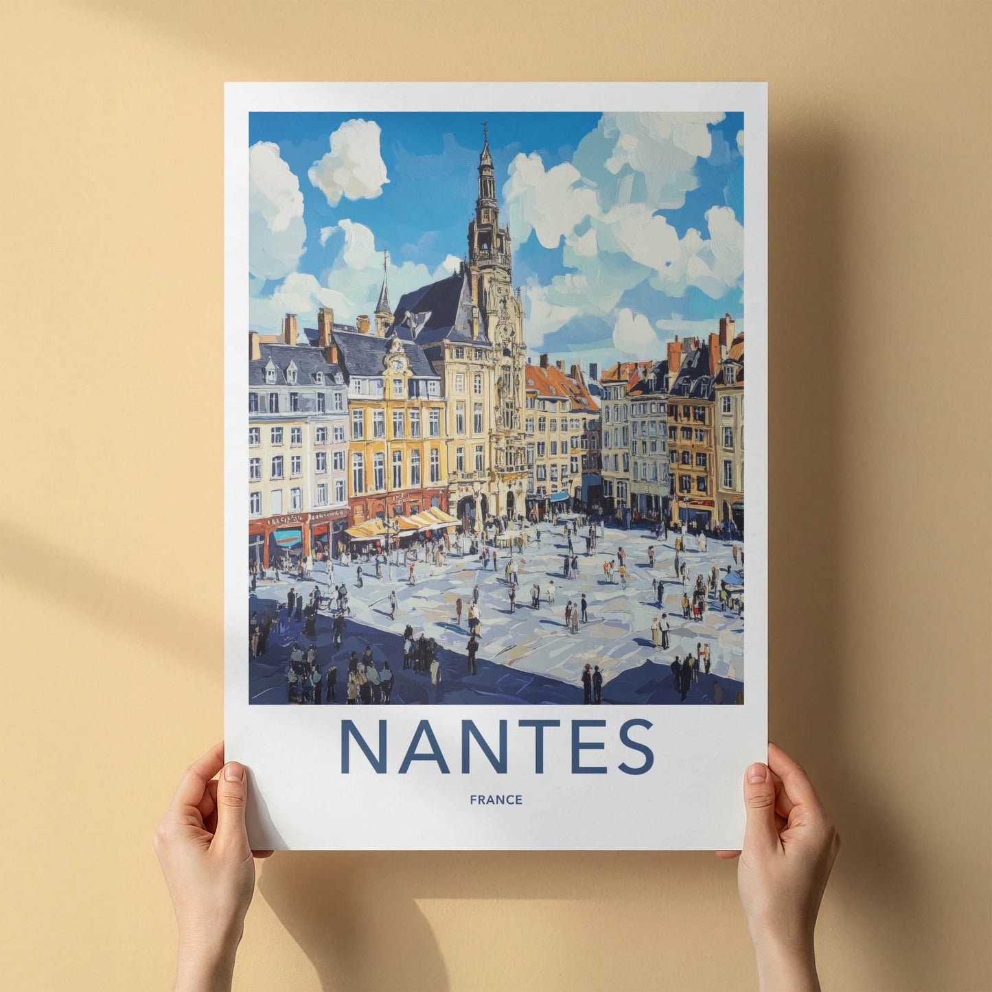 Nantes Poster - France Framed Print - Vibrant Urban Scene Lounge Decor