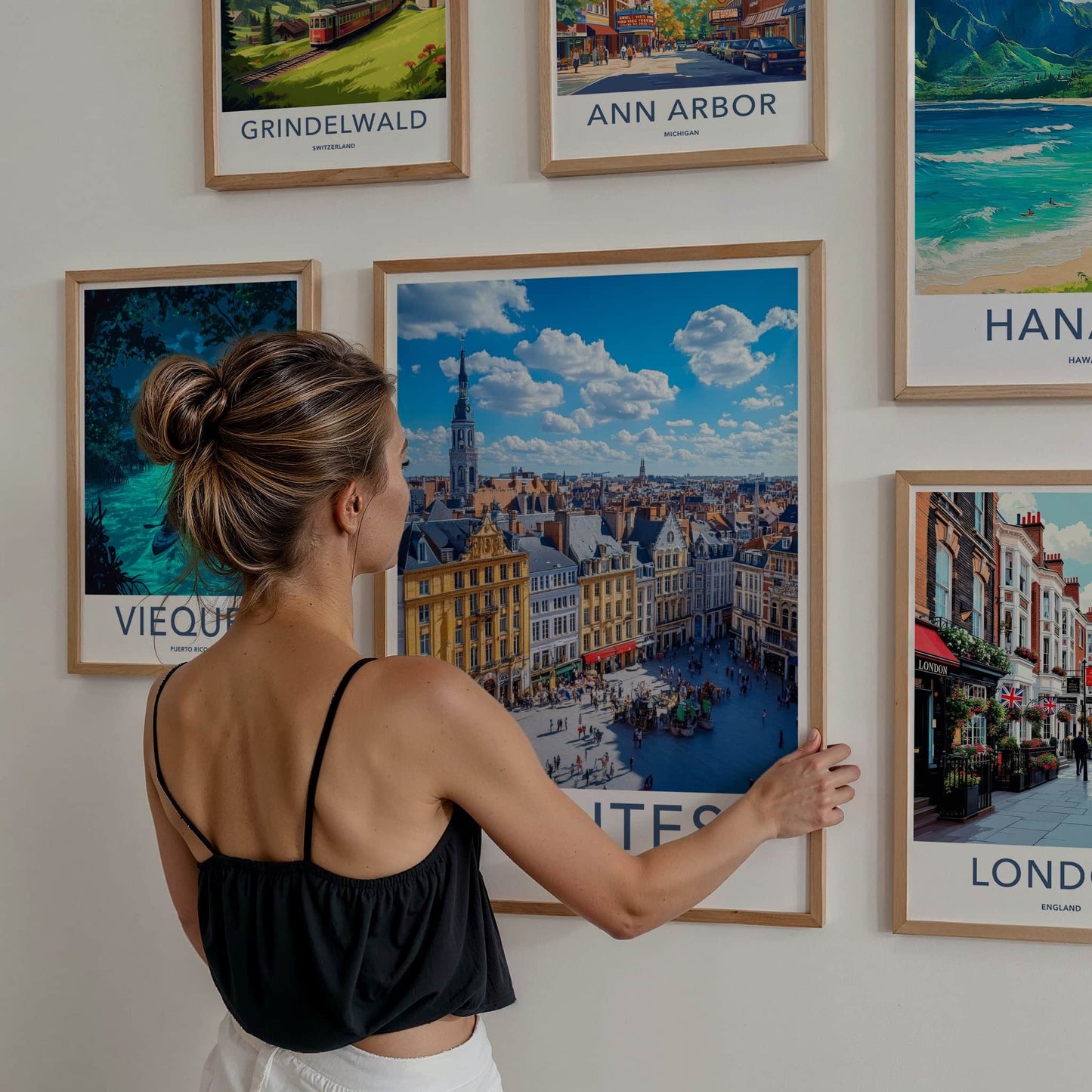 Nantes Poster - France Travel Art - Bustling City Square Wall Decor