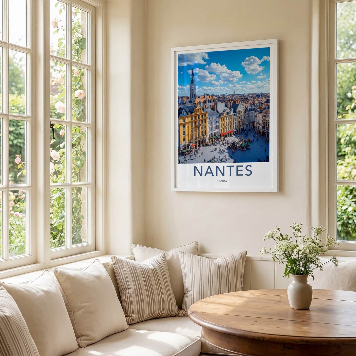 Nantes Poster - France Travel Art - Bustling City Square Wall Decor