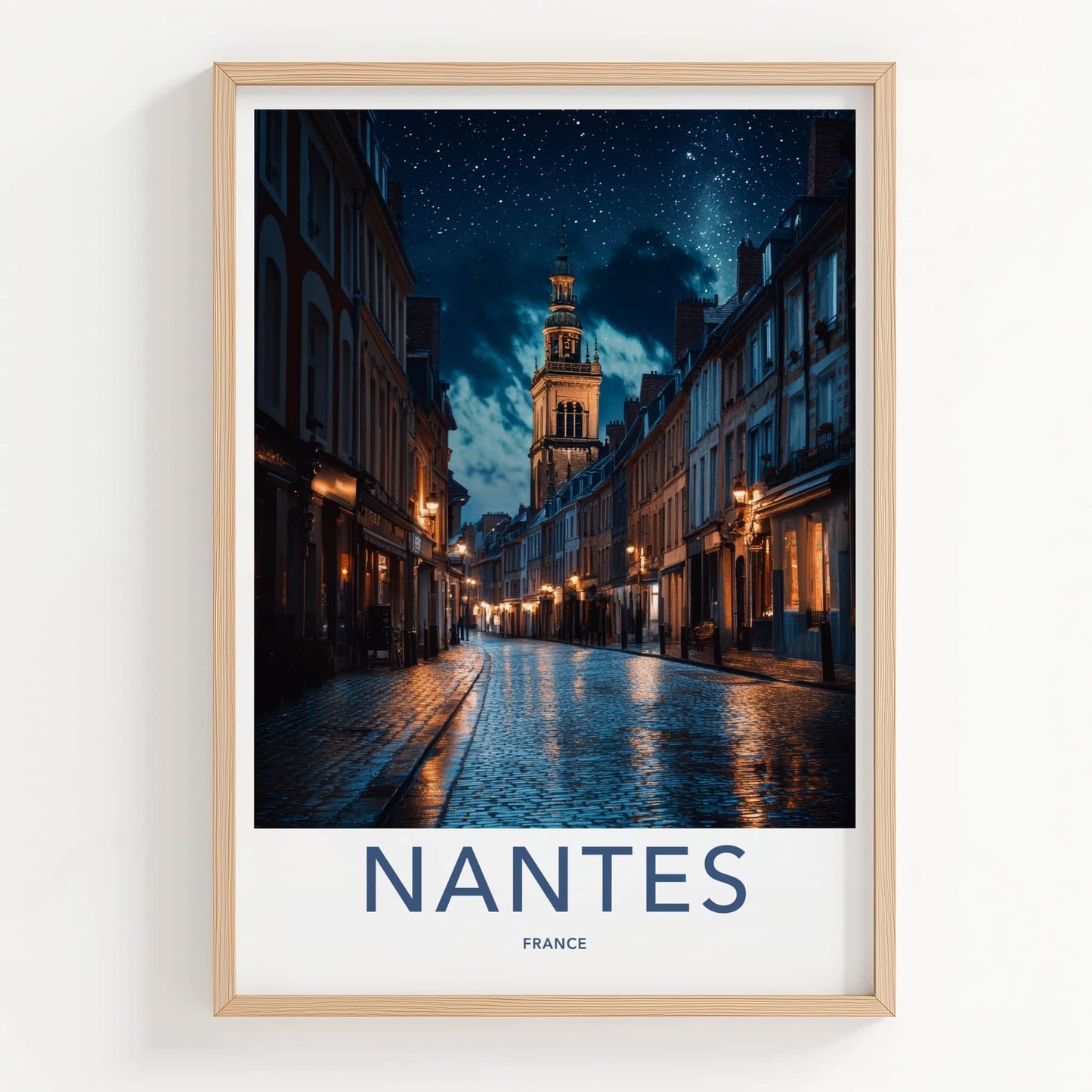 Nantes Poster - France Travel Print - Starry Tower Street Framed Decor