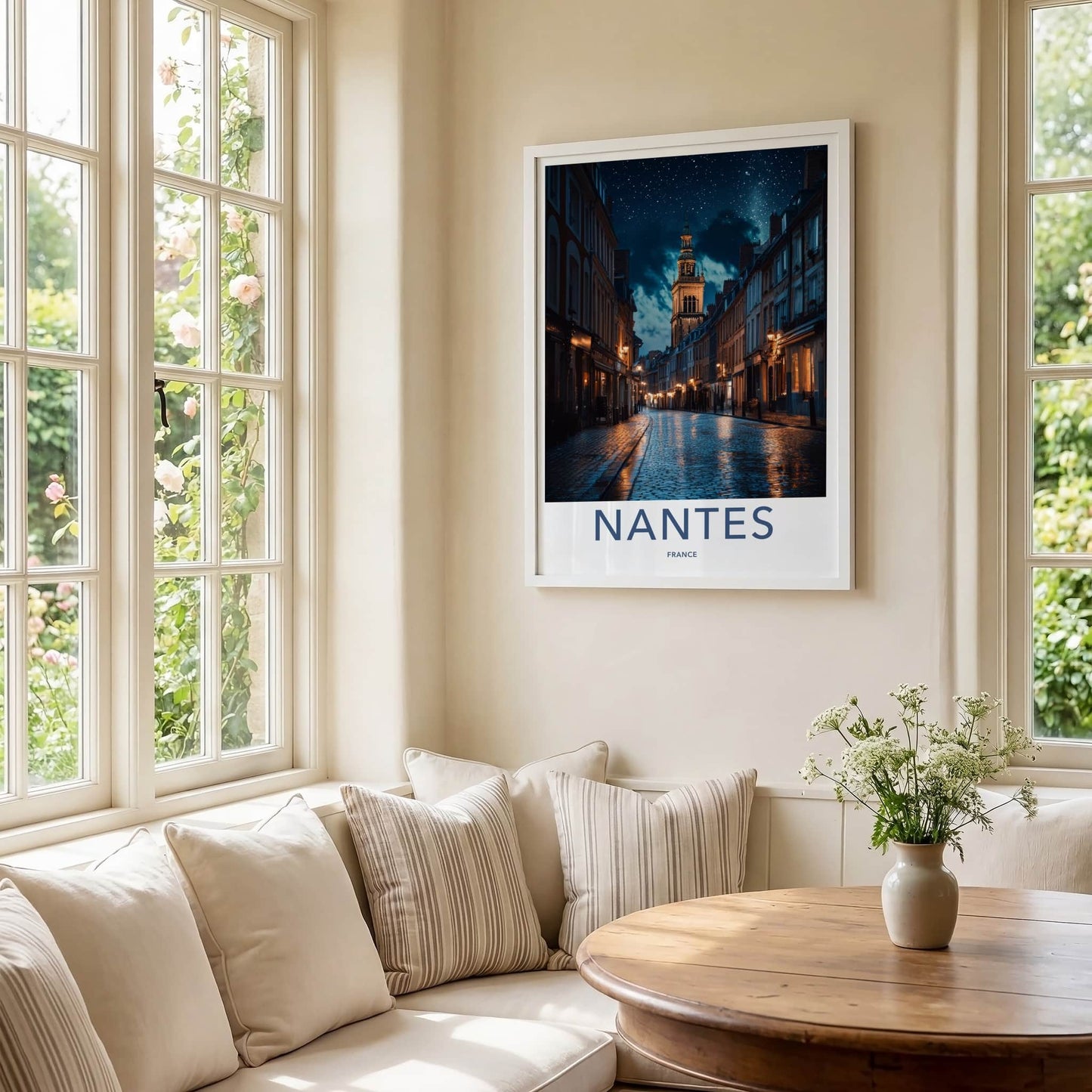 Nantes Poster - France Travel Print - Starry Tower Street Framed Decor