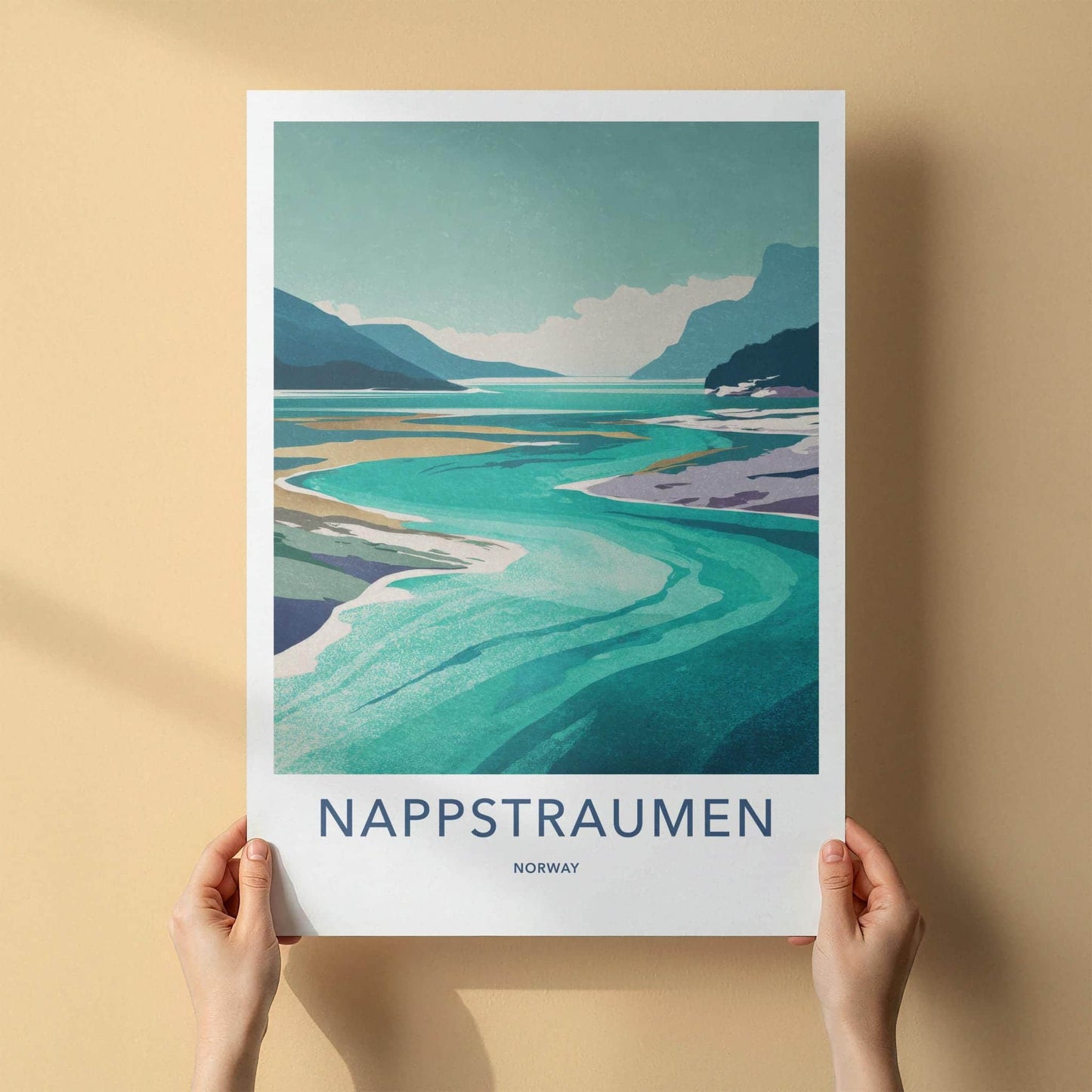 NAPPSTRAUMEN Poster - Norway Travel Art - Vibrant Fjord Landscape Home Decor