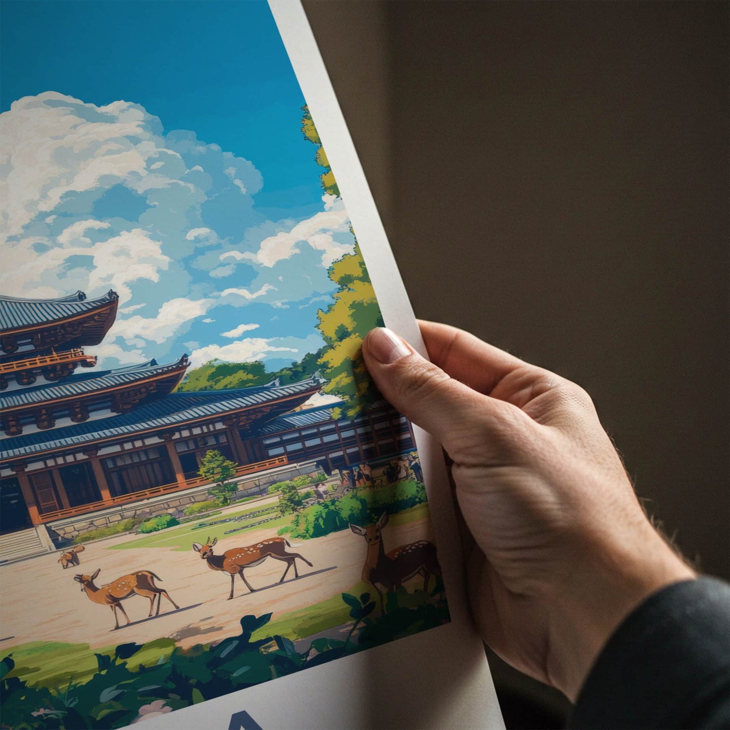Nara Poster - Japan Framed Print - Temple Garden Deer Framed Decor