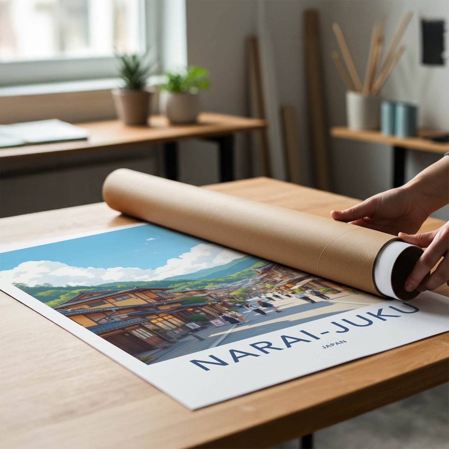 Narai-Juku Poster - Japan Travel Art - Historic Mountain Village Home Decor