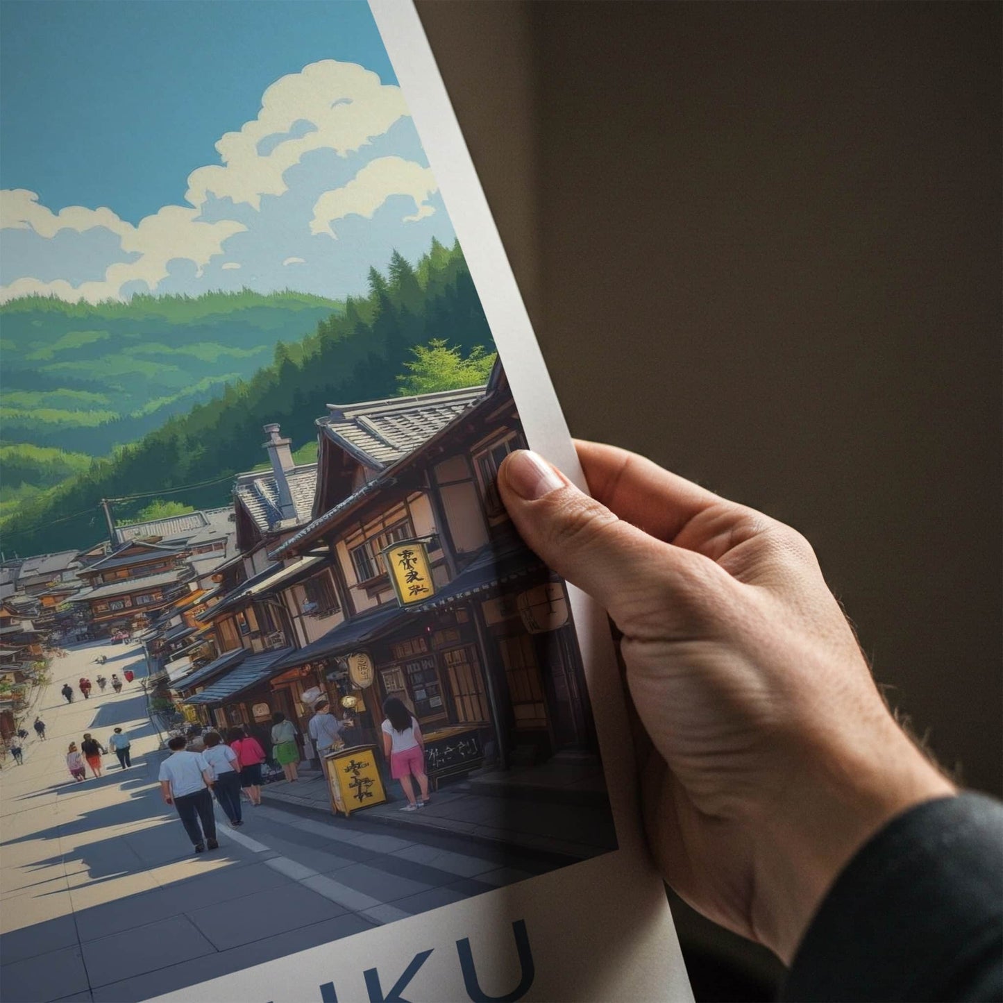Narai-Juku Poster - Japan Travel Art - Historic Street Scene Home Decor