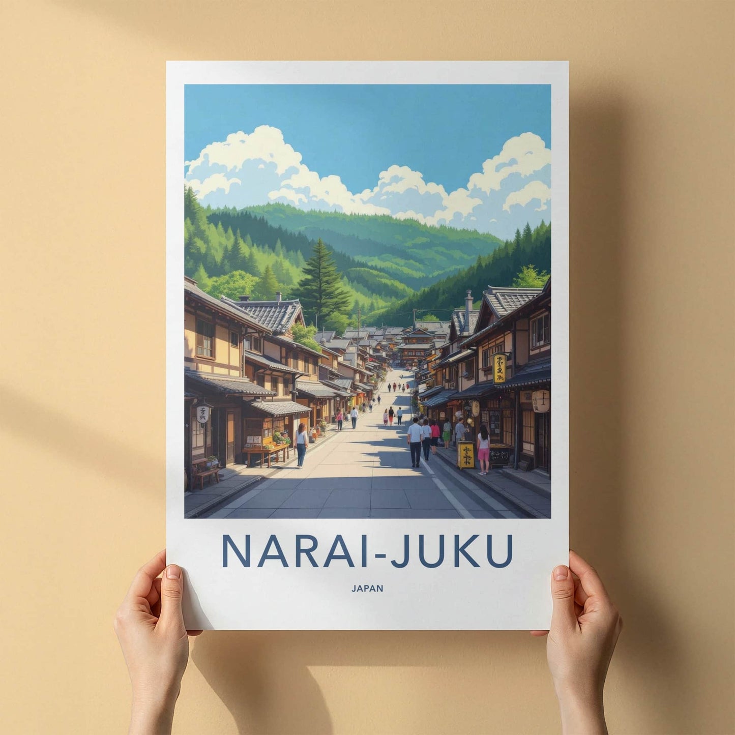 Narai-Juku Poster - Japan Travel Art - Historic Street Scene Home Decor