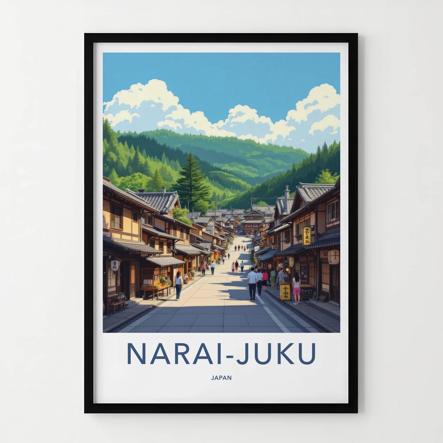 Narai-Juku Poster - Japan Travel Art - Historic Street Scene Home Decor