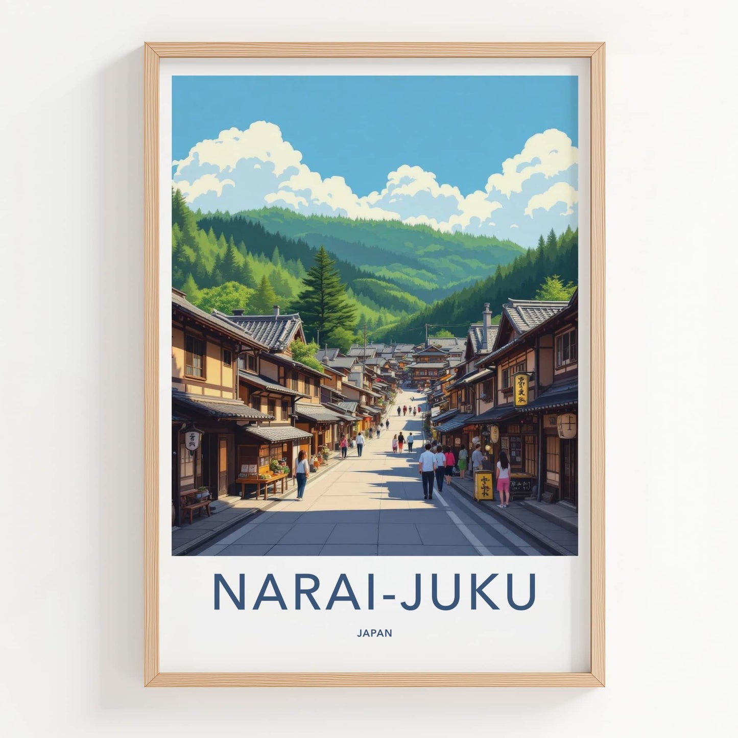Narai-Juku Poster - Japan Travel Art - Historic Street Scene Home Decor