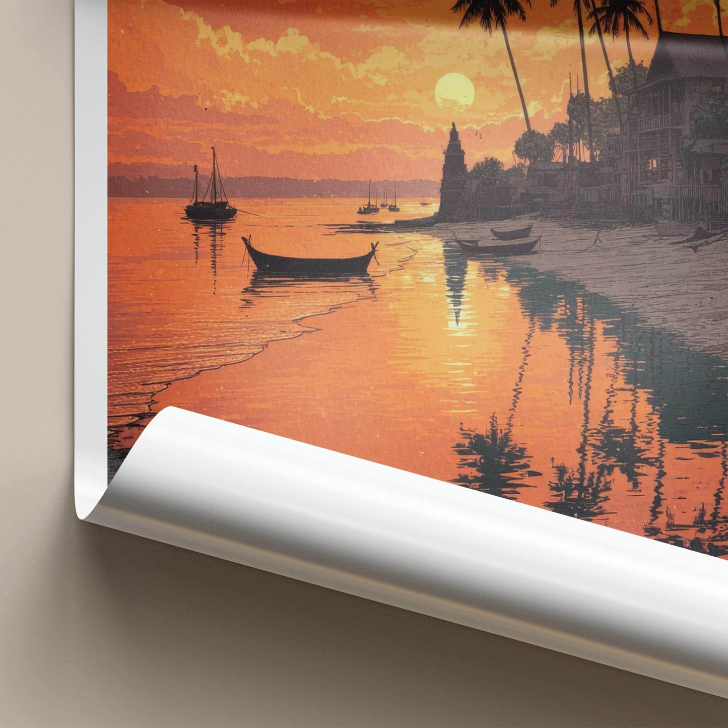 Narikel Jinjira Poster - Bangladesh Travel Art - Tropical Sunset Beach Home Decor
