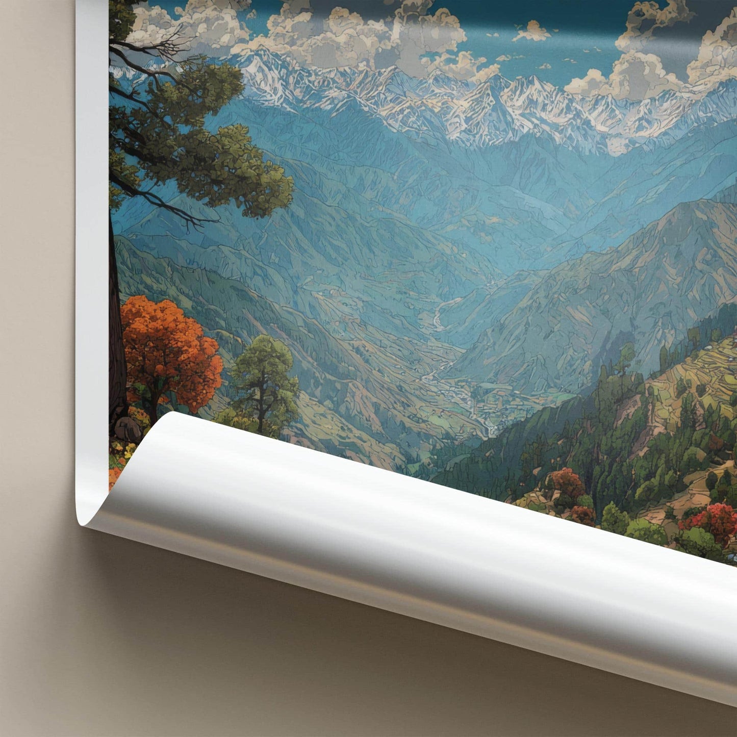 Narkanda Poster - India Travel Art - Himachal Pradesh Himalayan Valley View Home Decor
