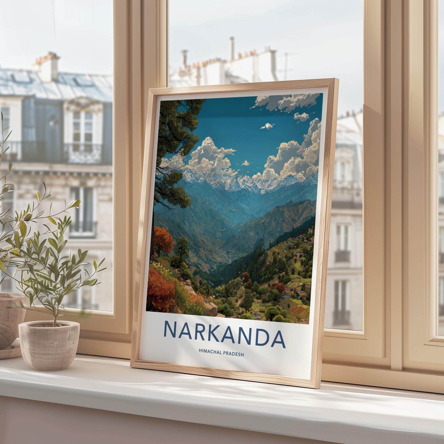 Narkanda Poster - India Travel Art - Himachal Pradesh Himalayan Valley View Home Decor