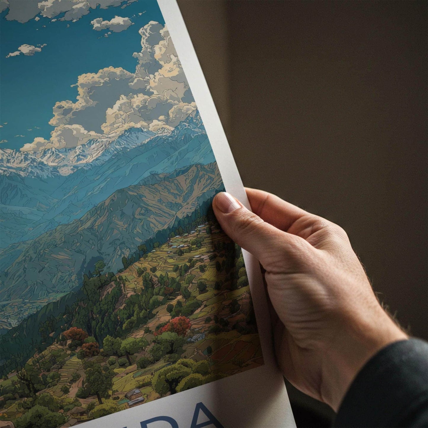 Narkanda Poster - India Travel Art - Himachal Pradesh Himalayan Valley View Home Decor