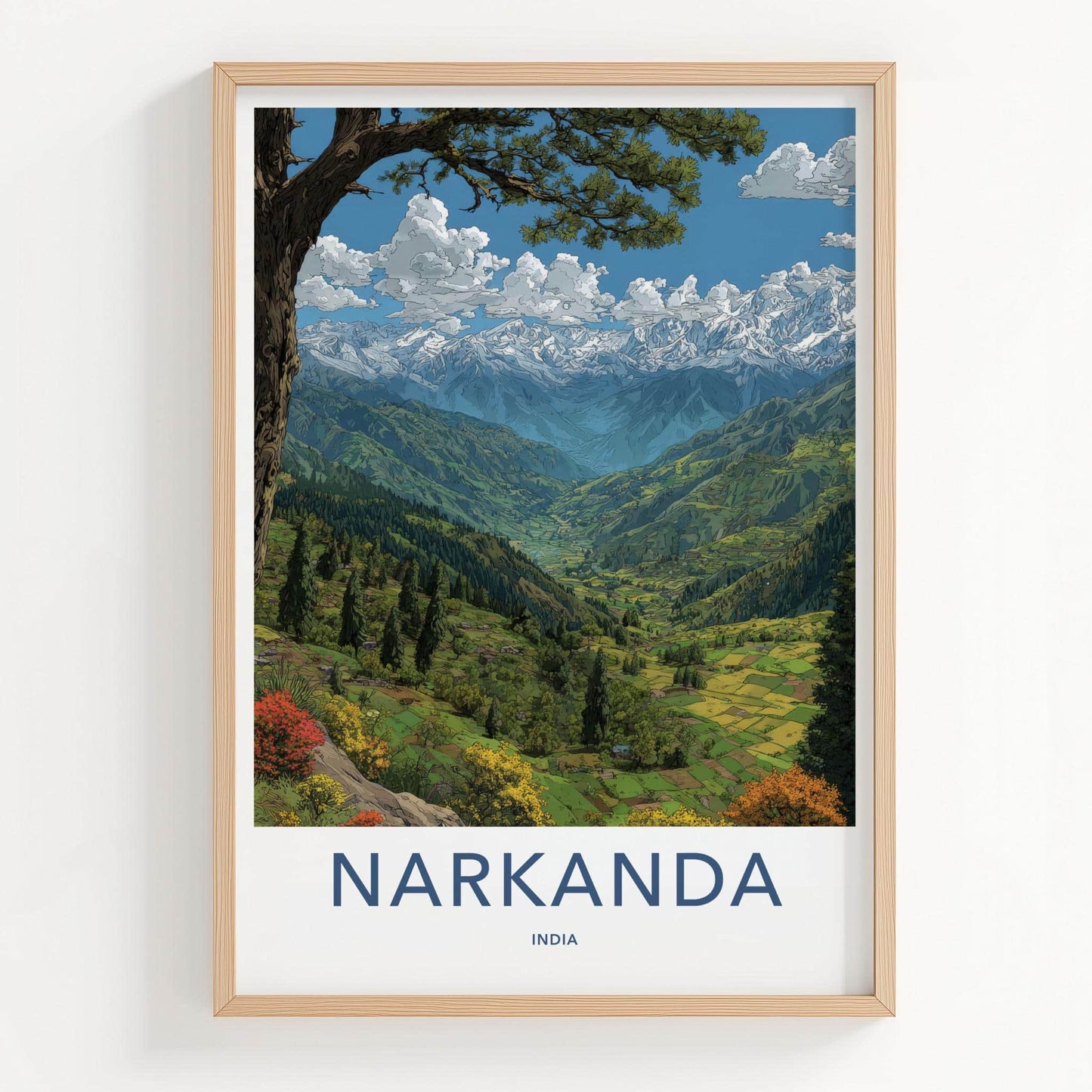 Narkanda Poster - India Travel Art - Himachal Pradesh Himalayan Valley View Wall Decor