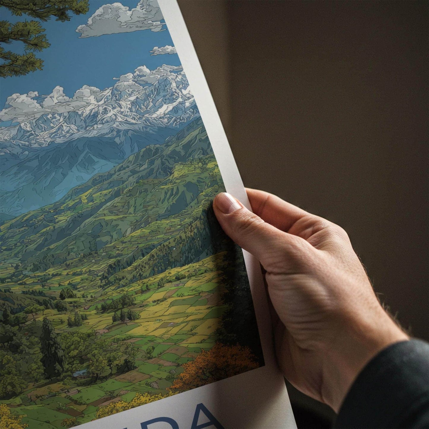 Narkanda Poster - India Travel Art - Himachal Pradesh Himalayan Valley View Wall Decor