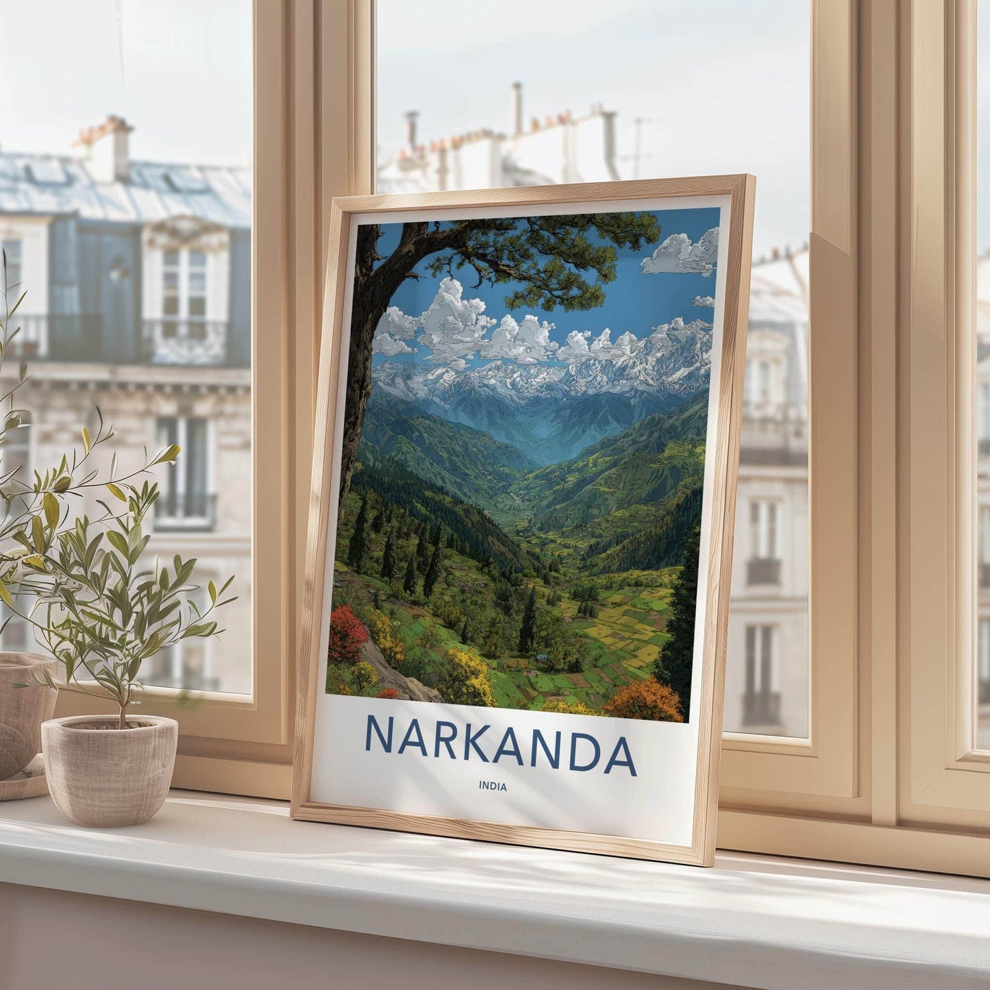 Narkanda Poster - India Travel Art - Himachal Pradesh Himalayan Valley View Wall Decor