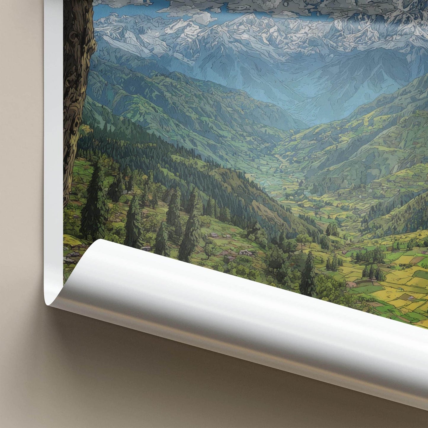 Narkanda Poster - India Travel Art - Himachal Pradesh Himalayan Valley View Wall Decor