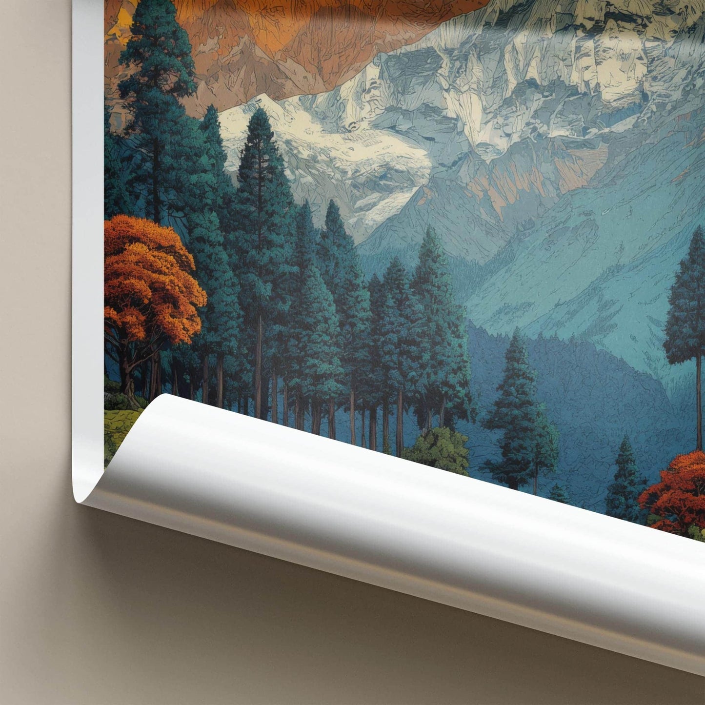 Narkanda Poster - India Travel Art - Himachal Pradesh Snowy Peaks Forest Home Decor