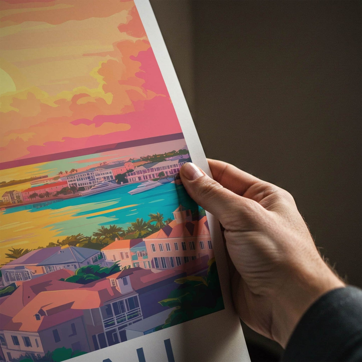 Nassau Poster - Bahamas Travel Art - Tropical City Sunset Home Decor