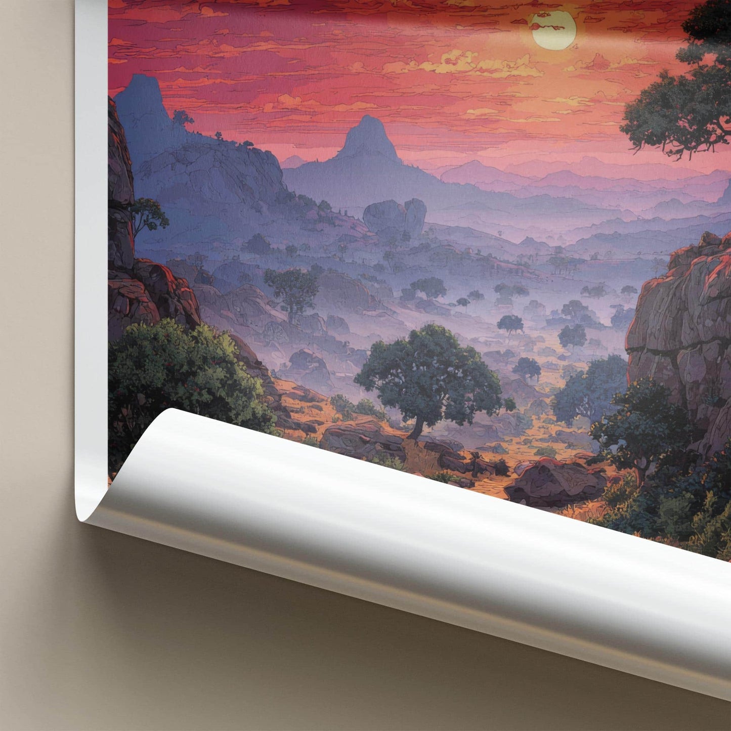NETARHAT Poster - India Travel Art - Jharkhand Misty Sunset Home Decor