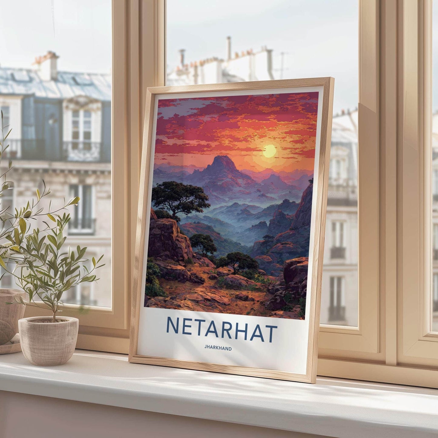 Netarhat Poster - India Wall Art - Jharkhand Misty Mountain Sunset Home Decor