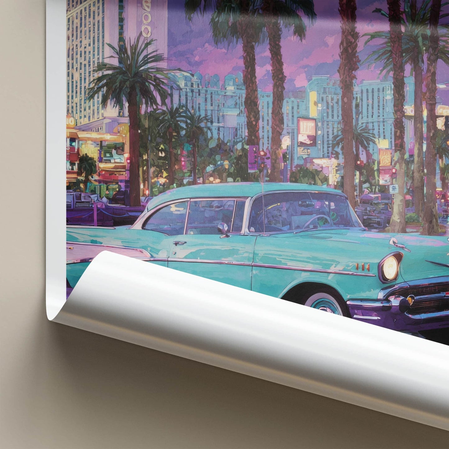 Nevada Poster - Nevada Framed Art - Pink Sunset Classic Car Gallery Art