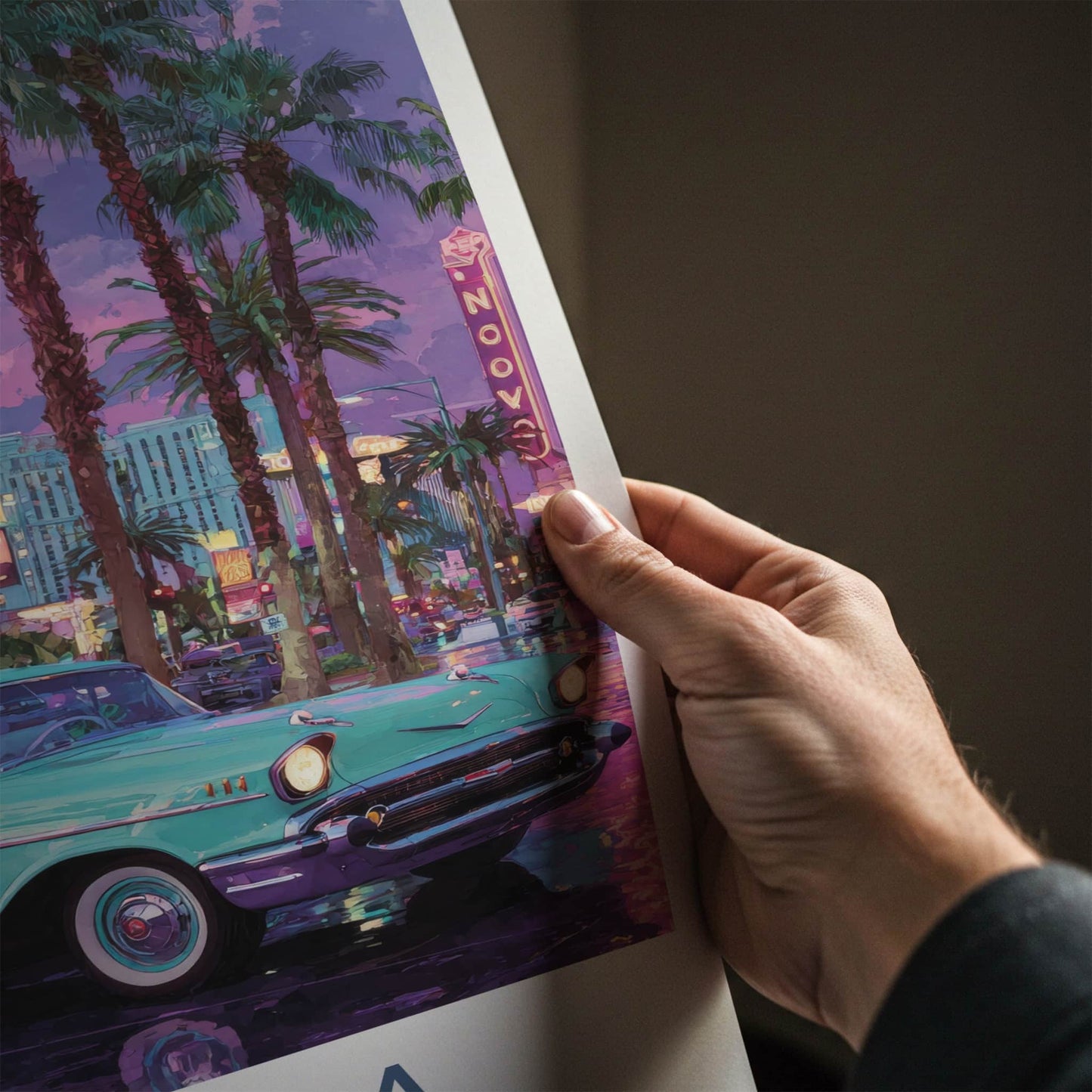 Nevada Poster - Nevada Framed Art - Pink Sunset Classic Car Gallery Art