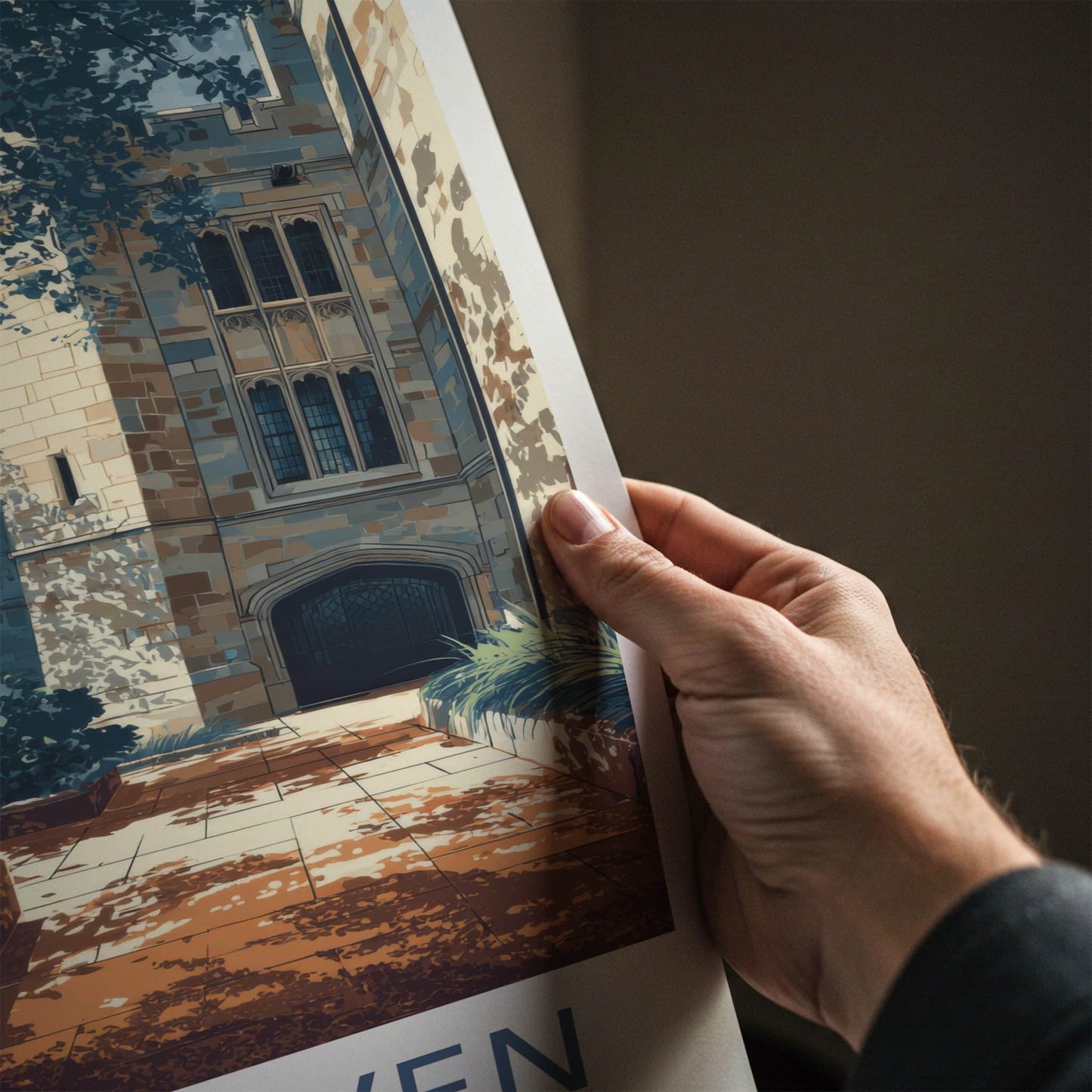 New Haven Poster - Connecticut Travel Print - College Building Courtyard Wall Decor