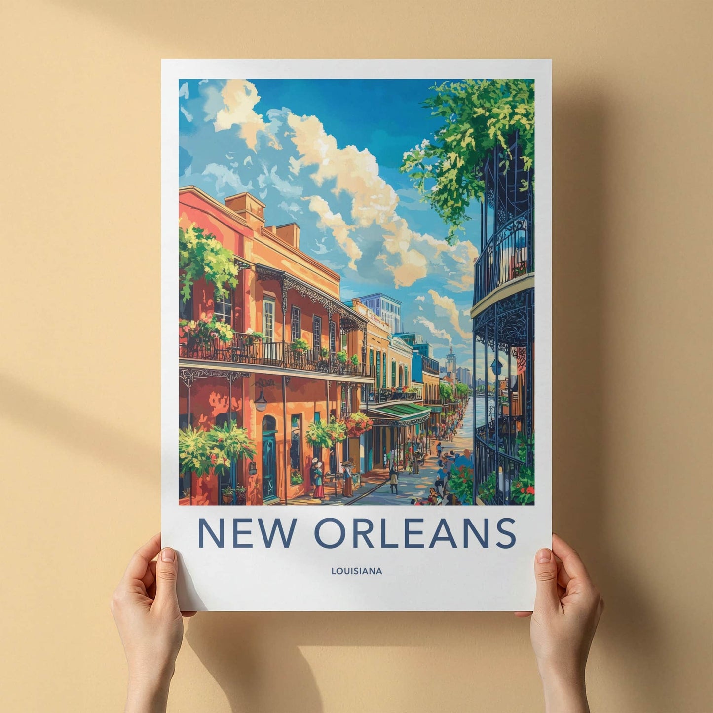 New Orleans Poster - Louisiana Travel Art - French Quarter Charm Home Decor
