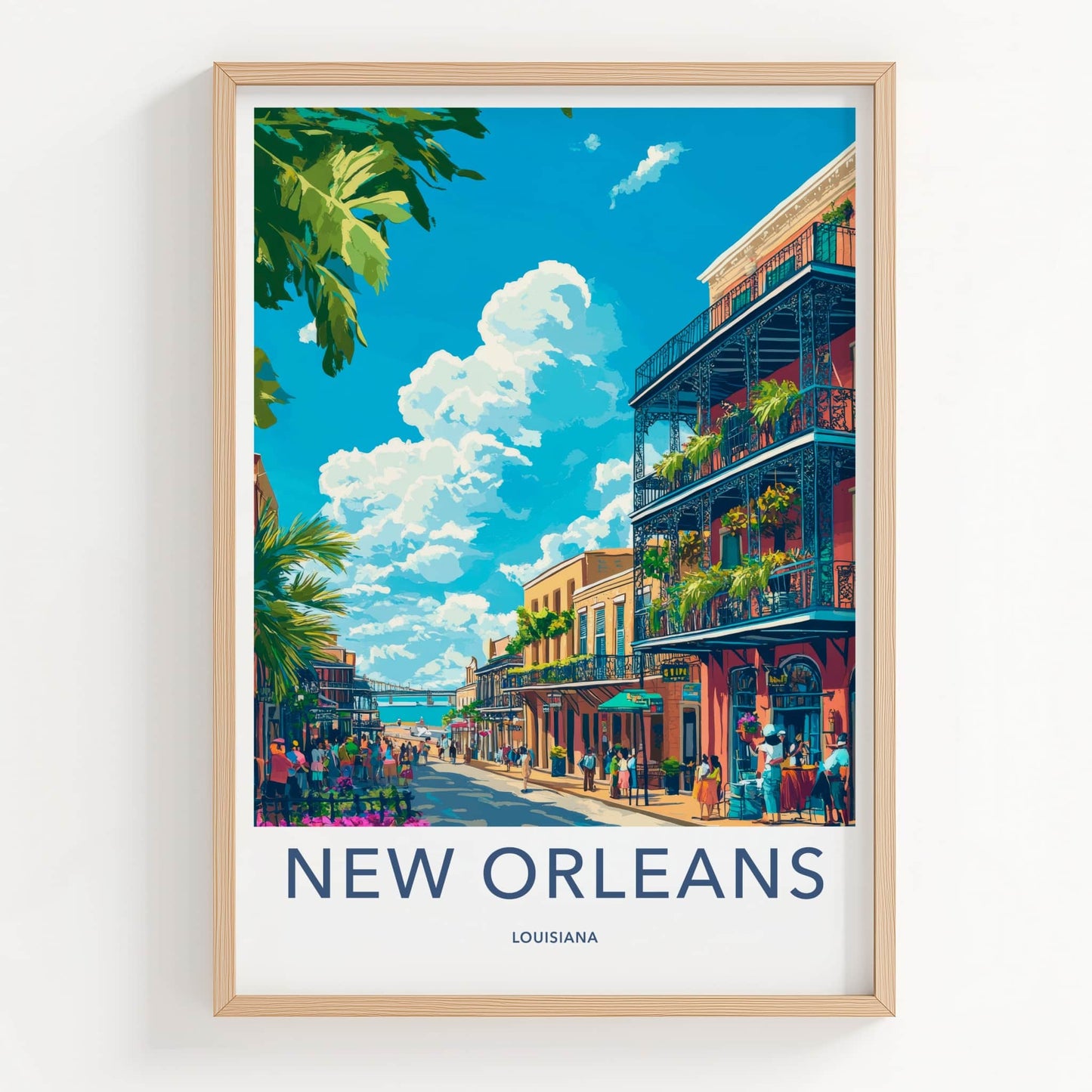 New Orleans Poster - Louisiana Travel Art - Vibrant City Street Wall Decor