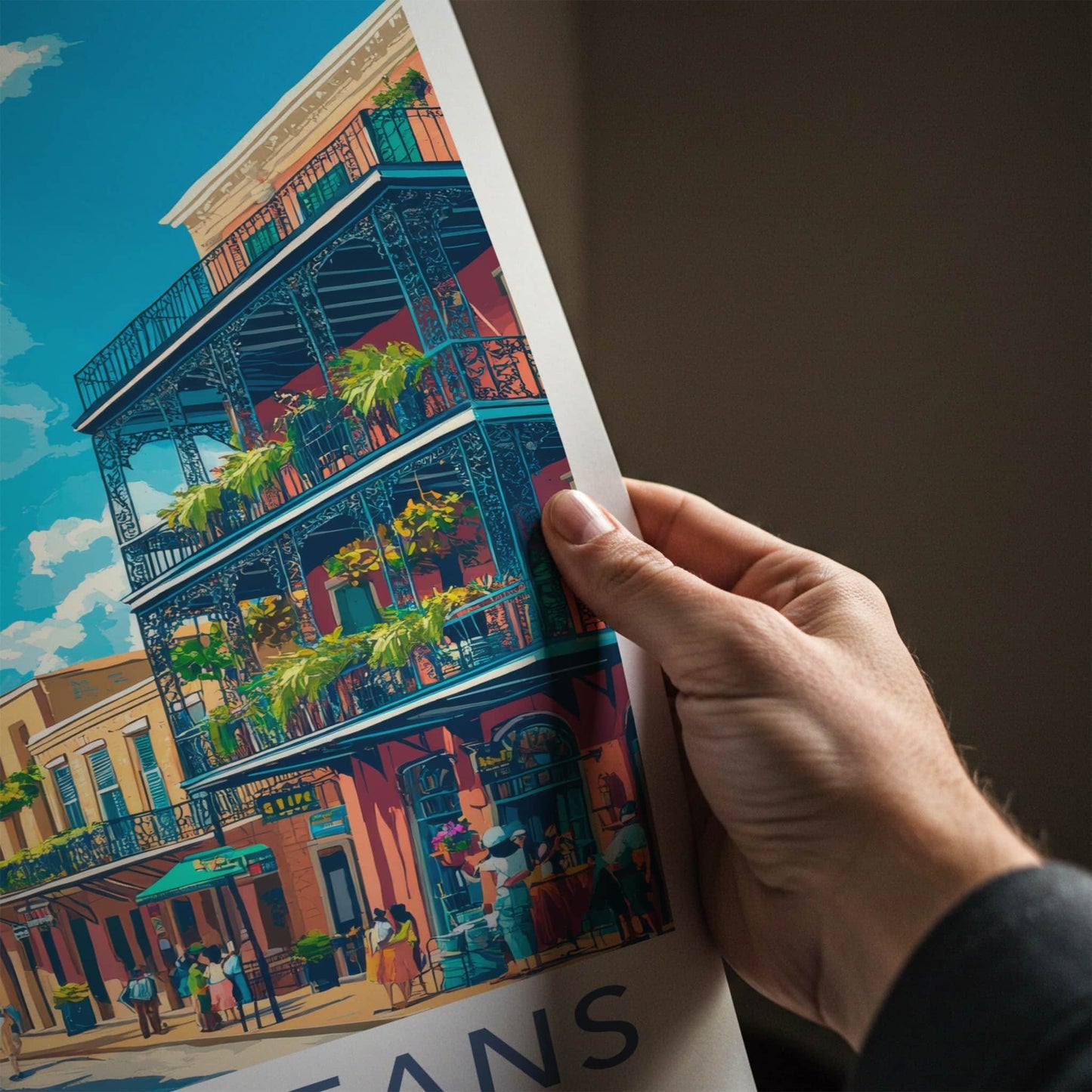 New Orleans Poster - Louisiana Travel Art - Vibrant City Street Wall Decor