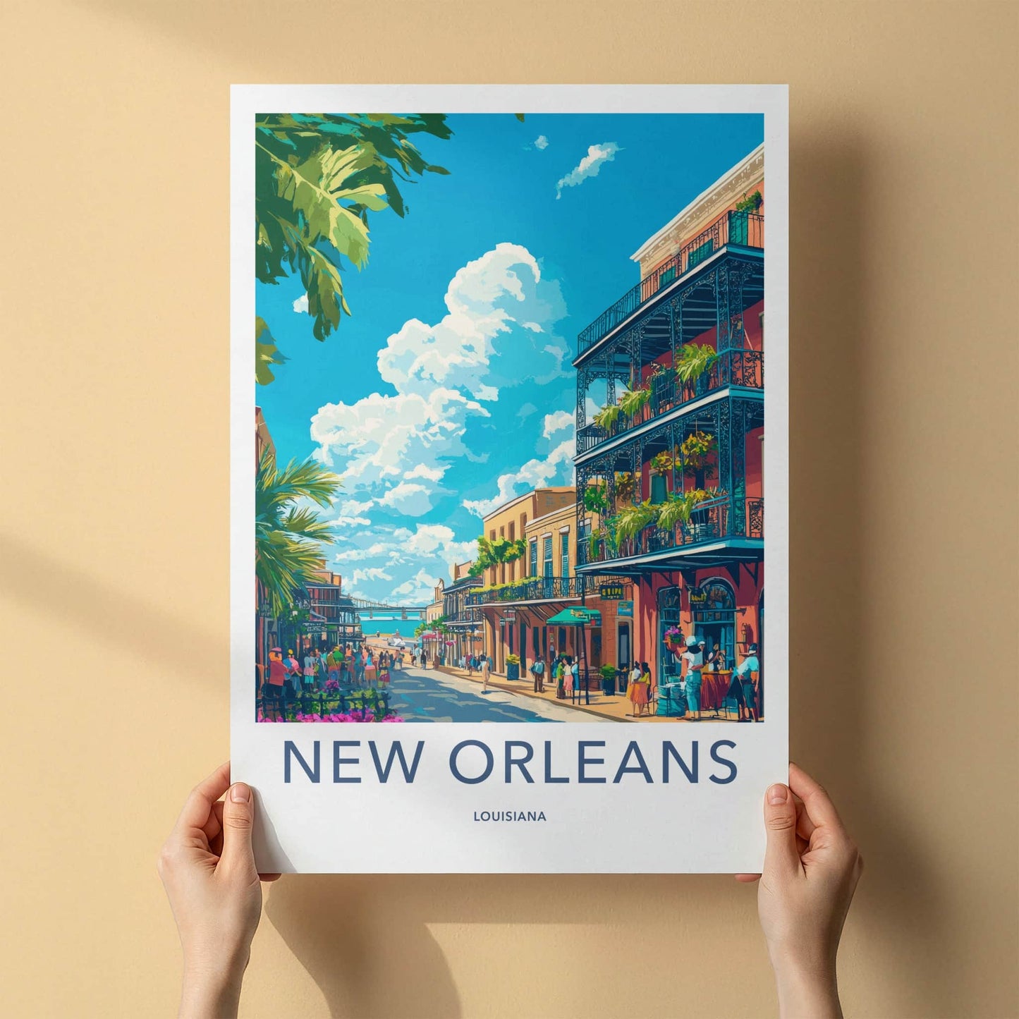 New Orleans Poster - Louisiana Travel Art - Vibrant City Street Wall Decor