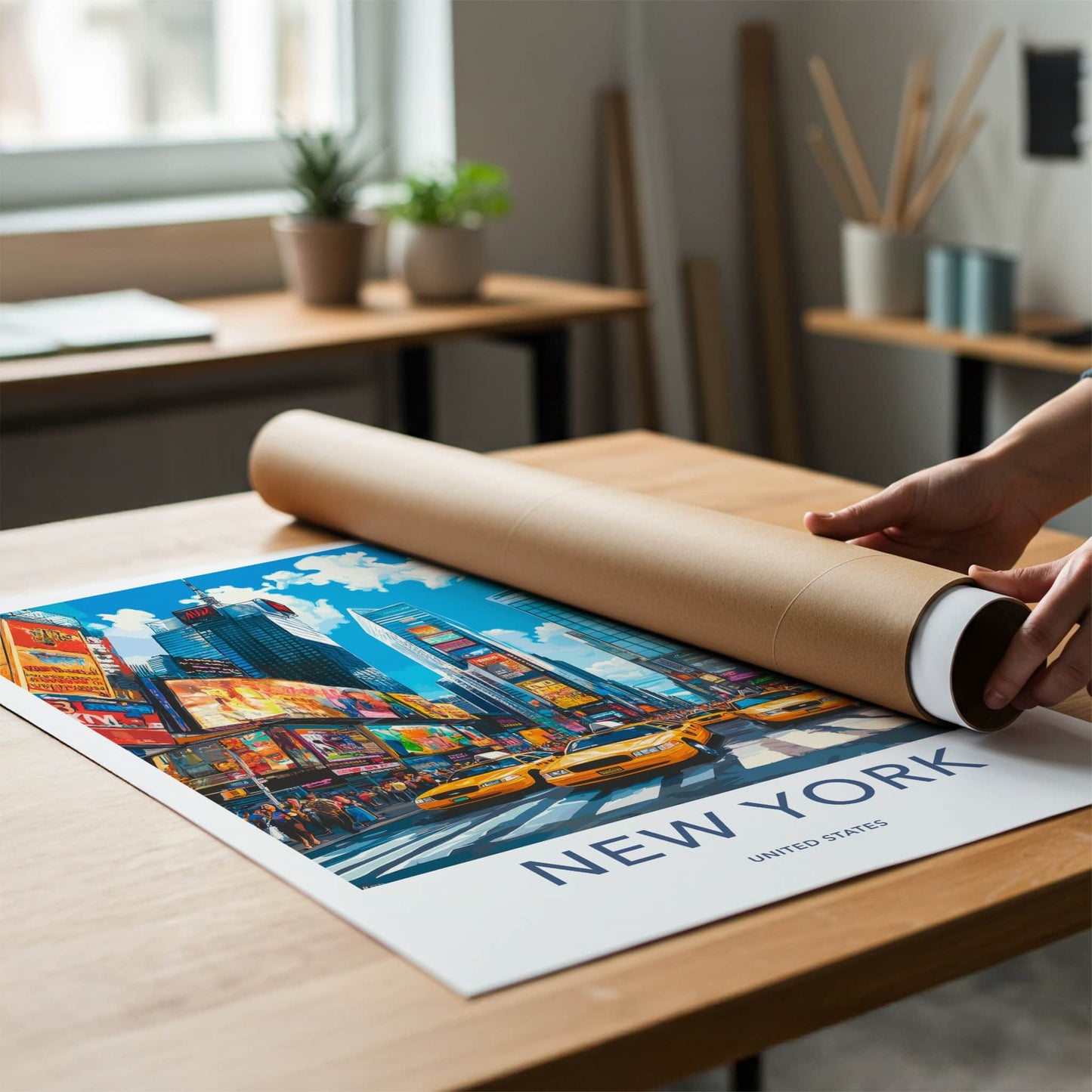New York Poster - New York Framed Art - Times Square Taxis Framed Decor