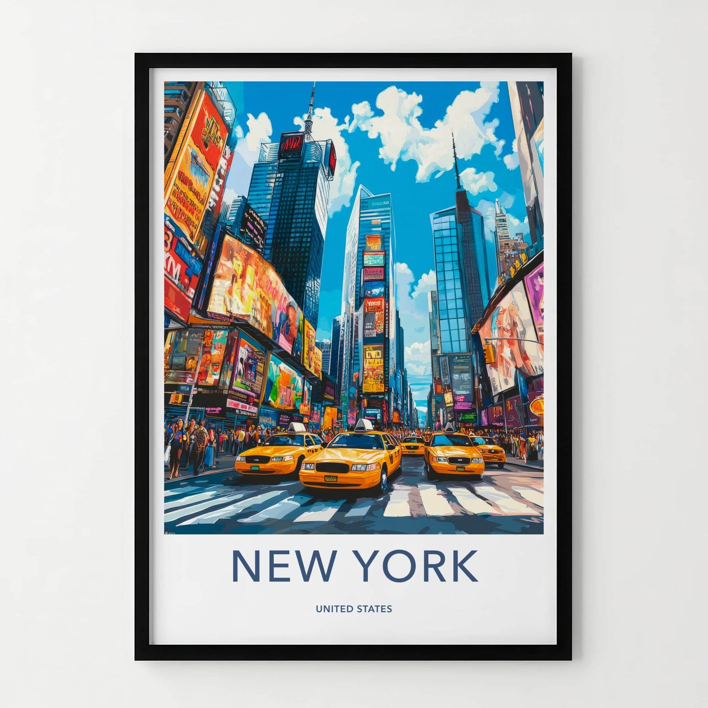 New York Poster - New York Framed Art - Times Square Taxis Framed Decor