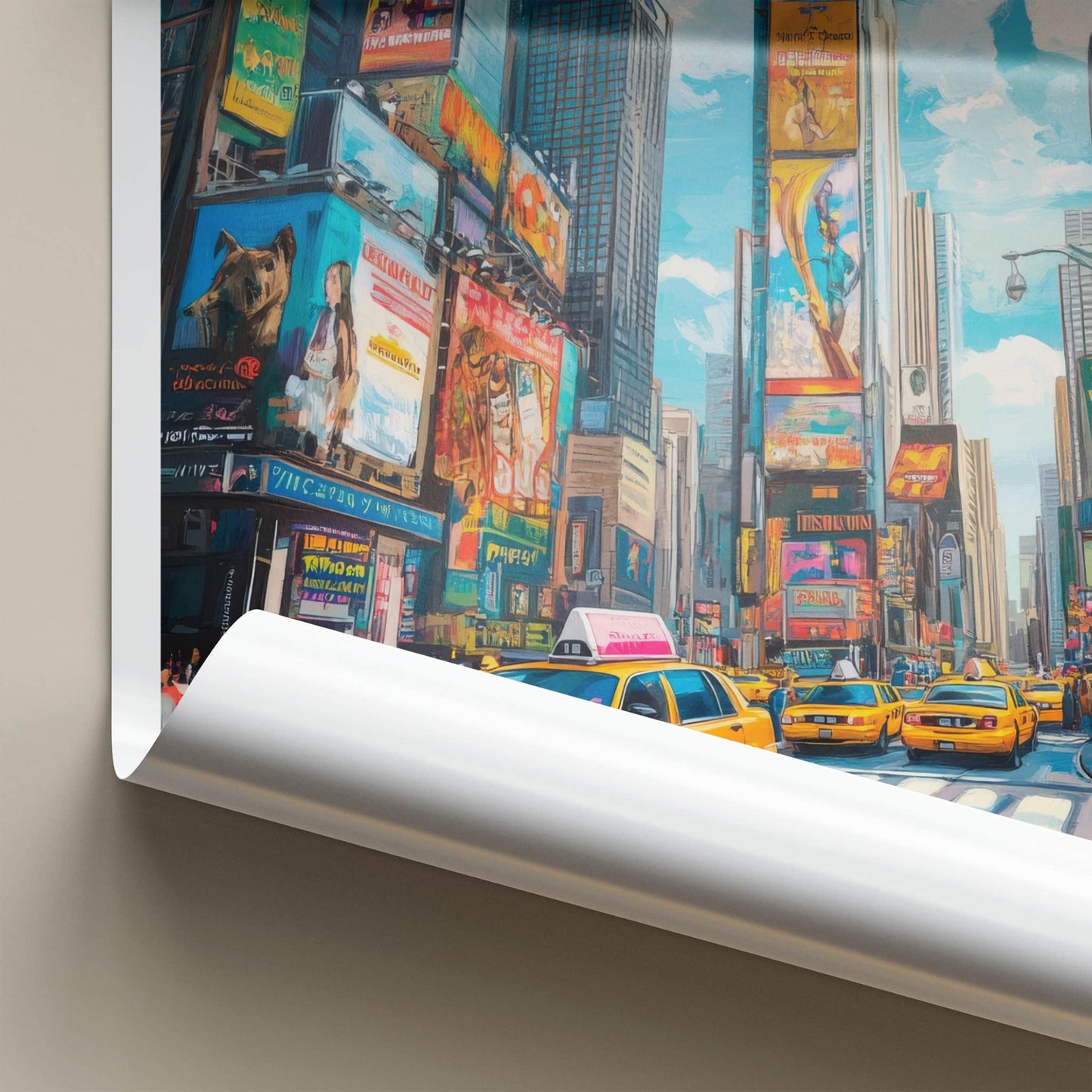 New York Poster - New York Travel Art - Neon Cityscape Crowd Home Decor