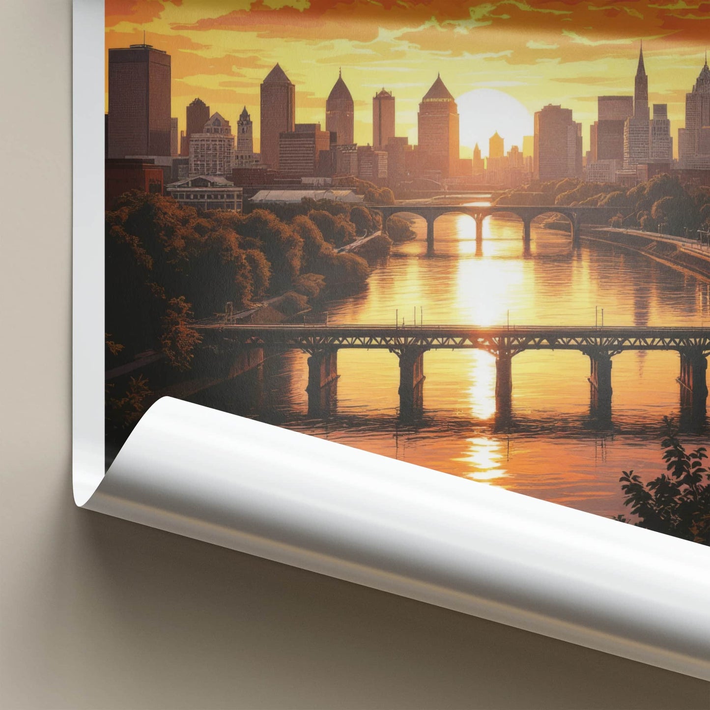 New York Poster - New York Travel Art - Urban Sunset Reflection Home Decor