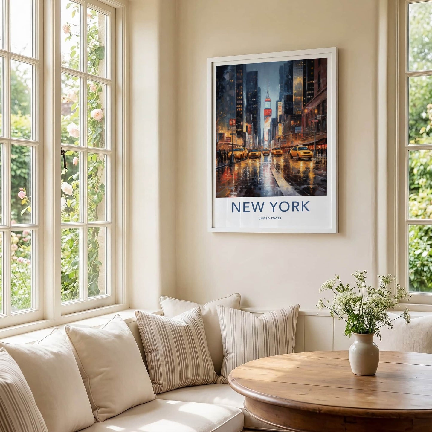New York Poster - New York Travel Art - Wet Street Cabs Home Decor