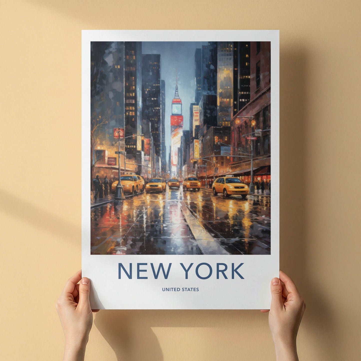 New York Poster - New York Travel Art - Wet Street Cabs Home Decor