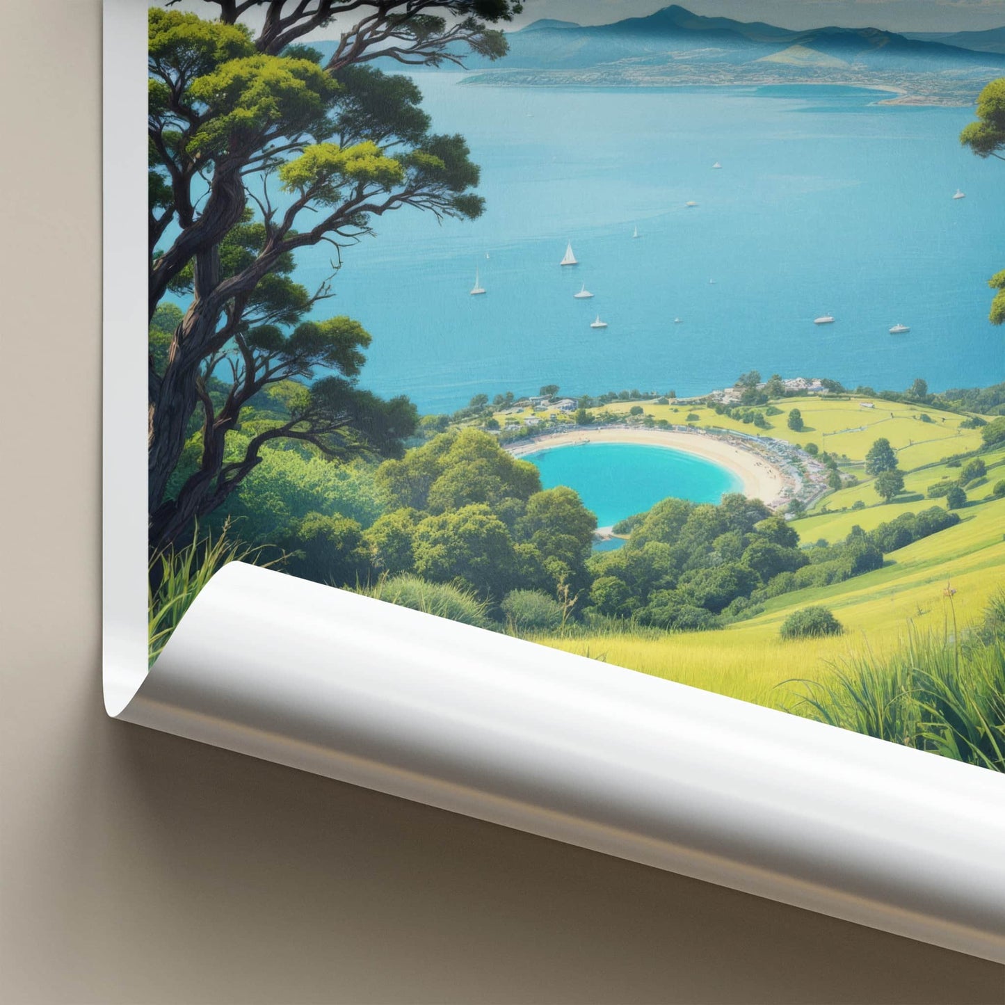 New Zealand Poster - New Zealand Travel Art - Coastal Bay Vista Home Decor